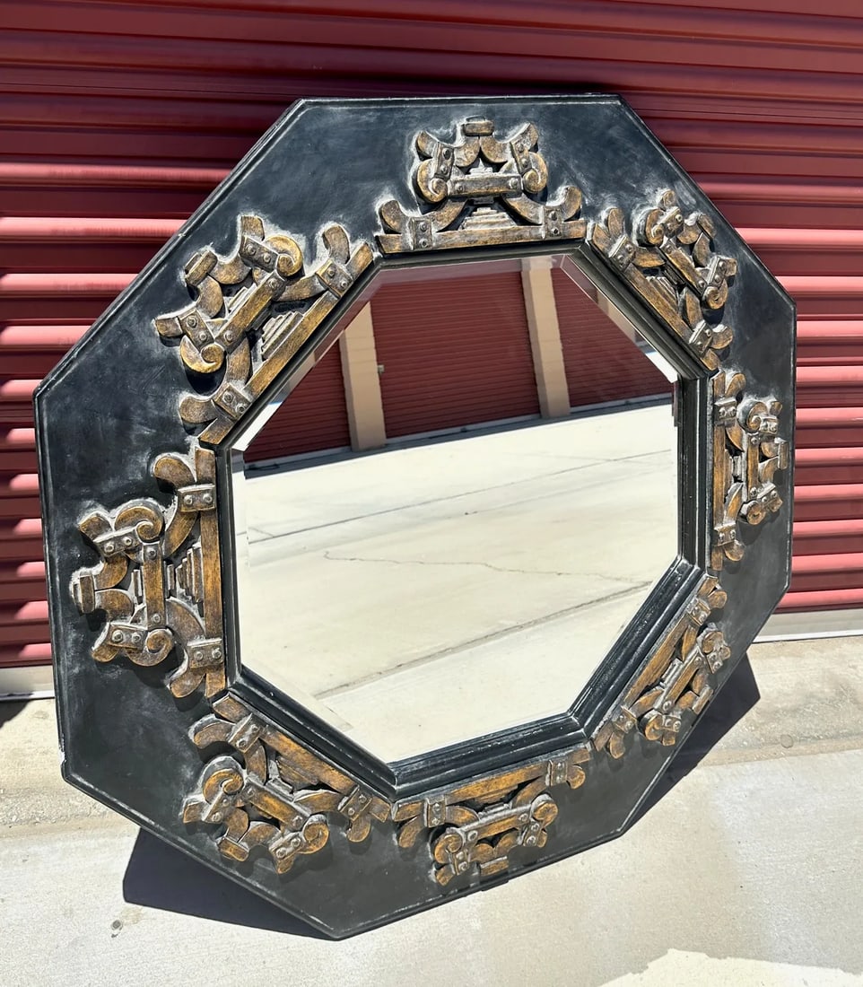 Vintage Bassett Asian Inspired Octagon Wall Mirror - 4