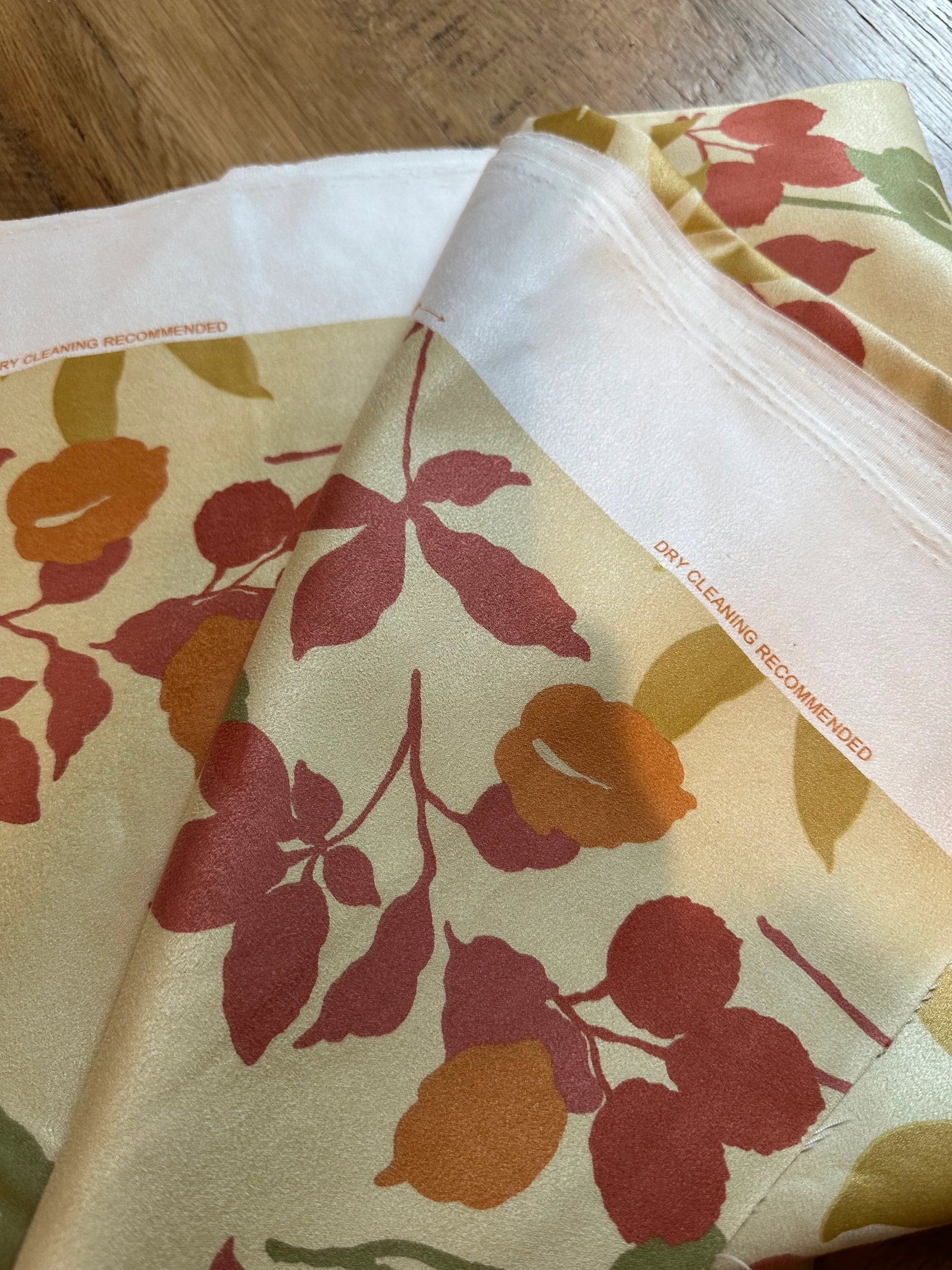 Vintage Waverly Faux Suede Fabric Wind Pattern Leaf- About 2 Yards - 10