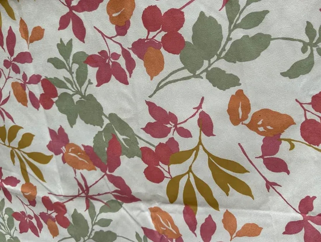 Vintage Waverly Faux Suede Fabric Wind Pattern Leaf- About 2 Yards: ˜WIND' by Waverly. Vintage faux suede in a pattern-fabric perfect for accent pillows or chairs. Lovely texture with faux suede. Foliage in soft shades of red and green atop rich cream with a
