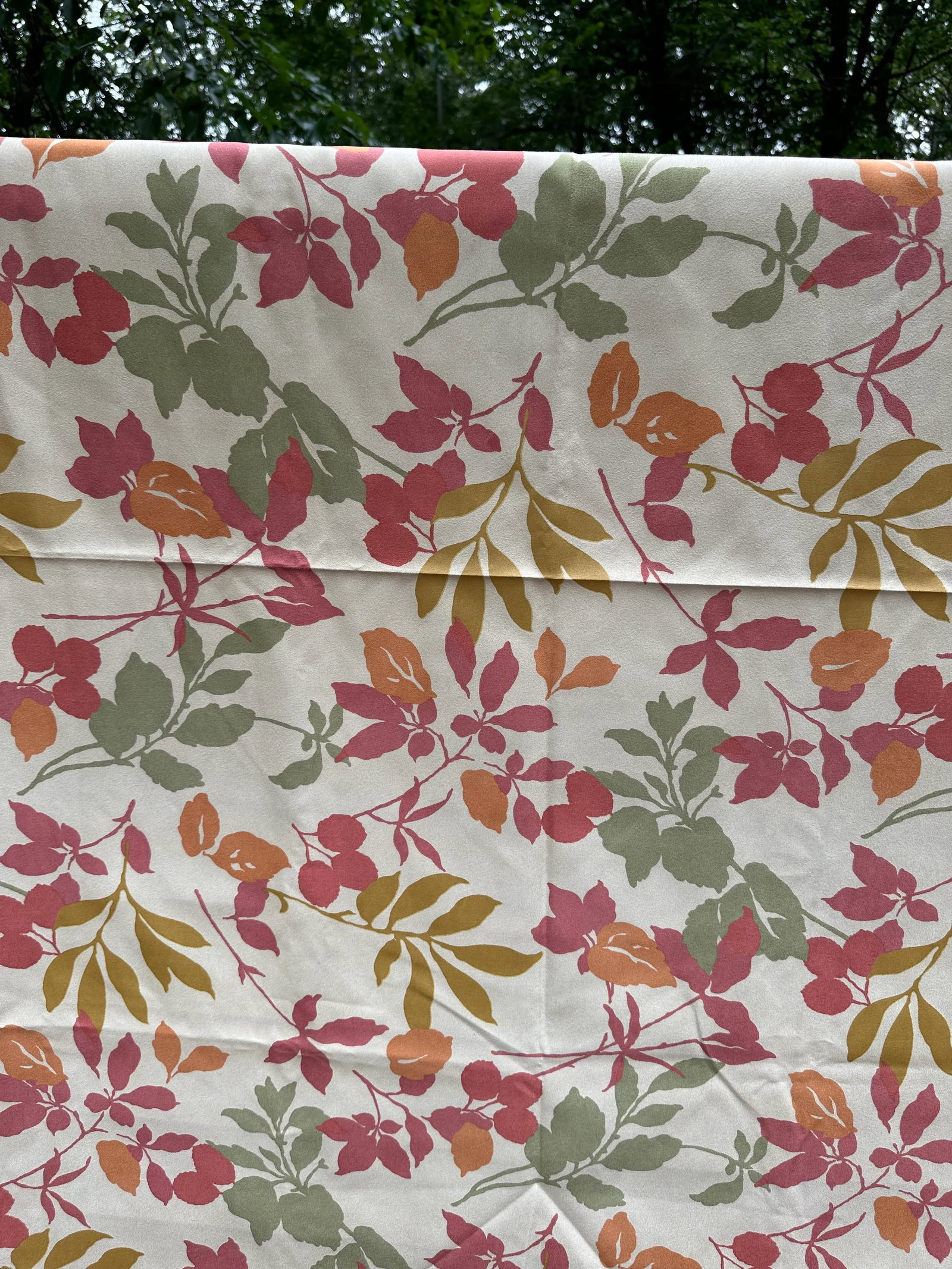 Vintage Waverly Faux Suede Fabric Wind Pattern Leaf- About 2 Yards - 7