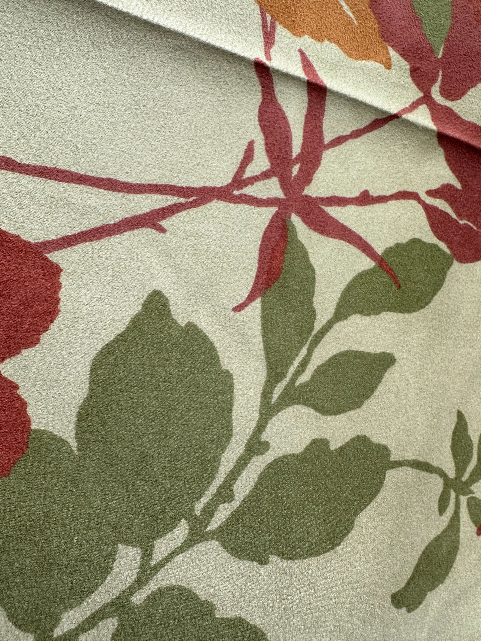 Vintage Waverly Faux Suede Fabric Wind Pattern Leaf- About 2 Yards - 8