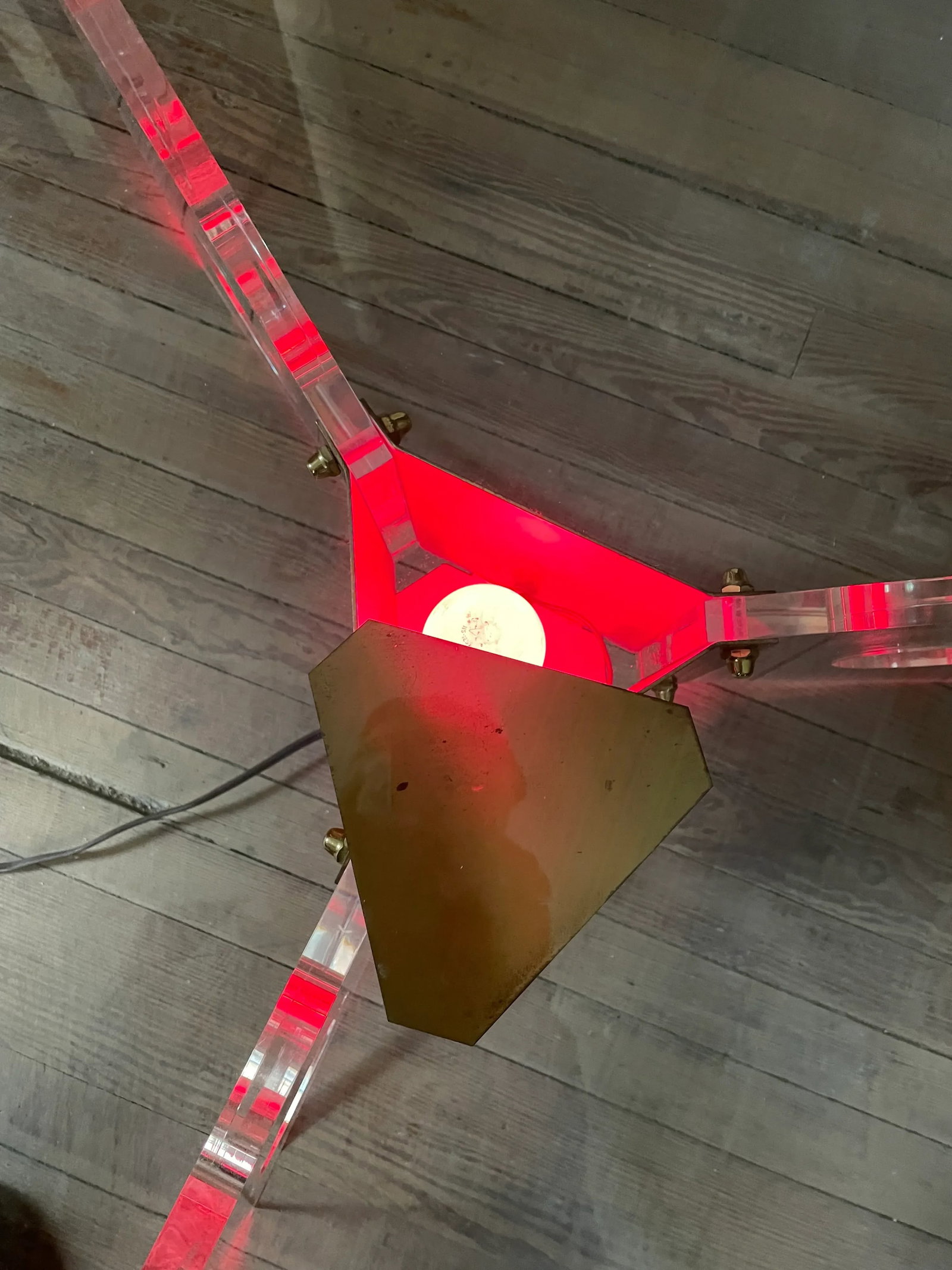 Mid 20th Century Dorothy Thorpe Illuminated Red Coffee Table Lucite Base Round Glass Top - 10