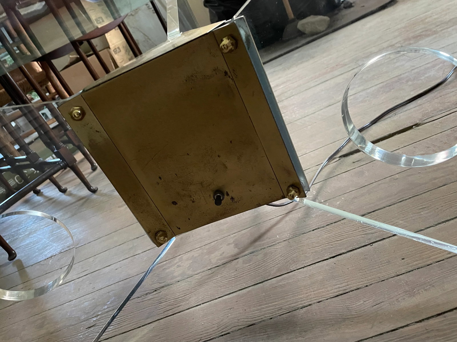 Mid 20th Century Dorothy Thorpe Illuminated Red Coffee Table Lucite Base Round Glass Top - 12