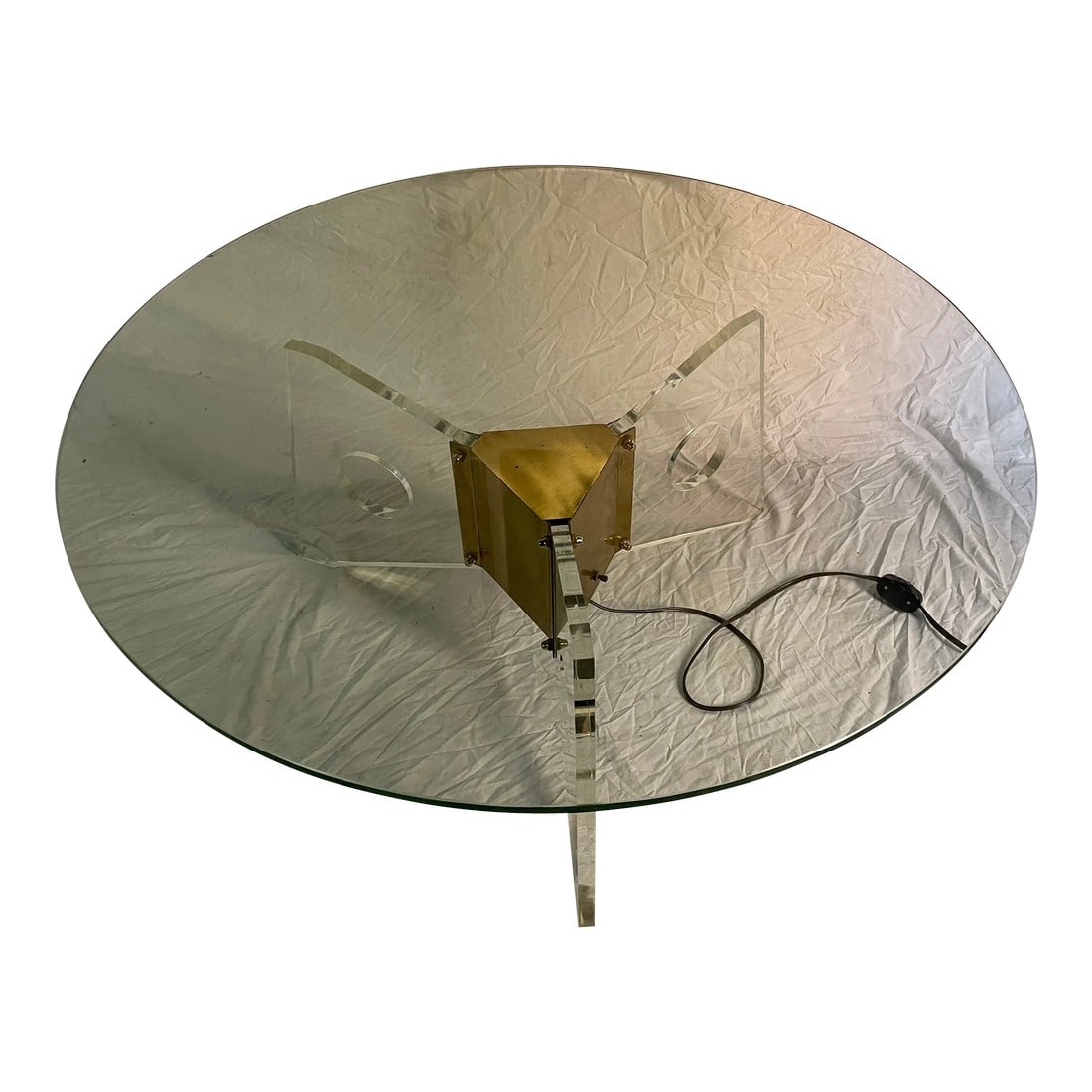 Mid 20th Century Dorothy Thorpe Illuminated Red Coffee Table Lucite Base Round Glass Top (1 of 12)