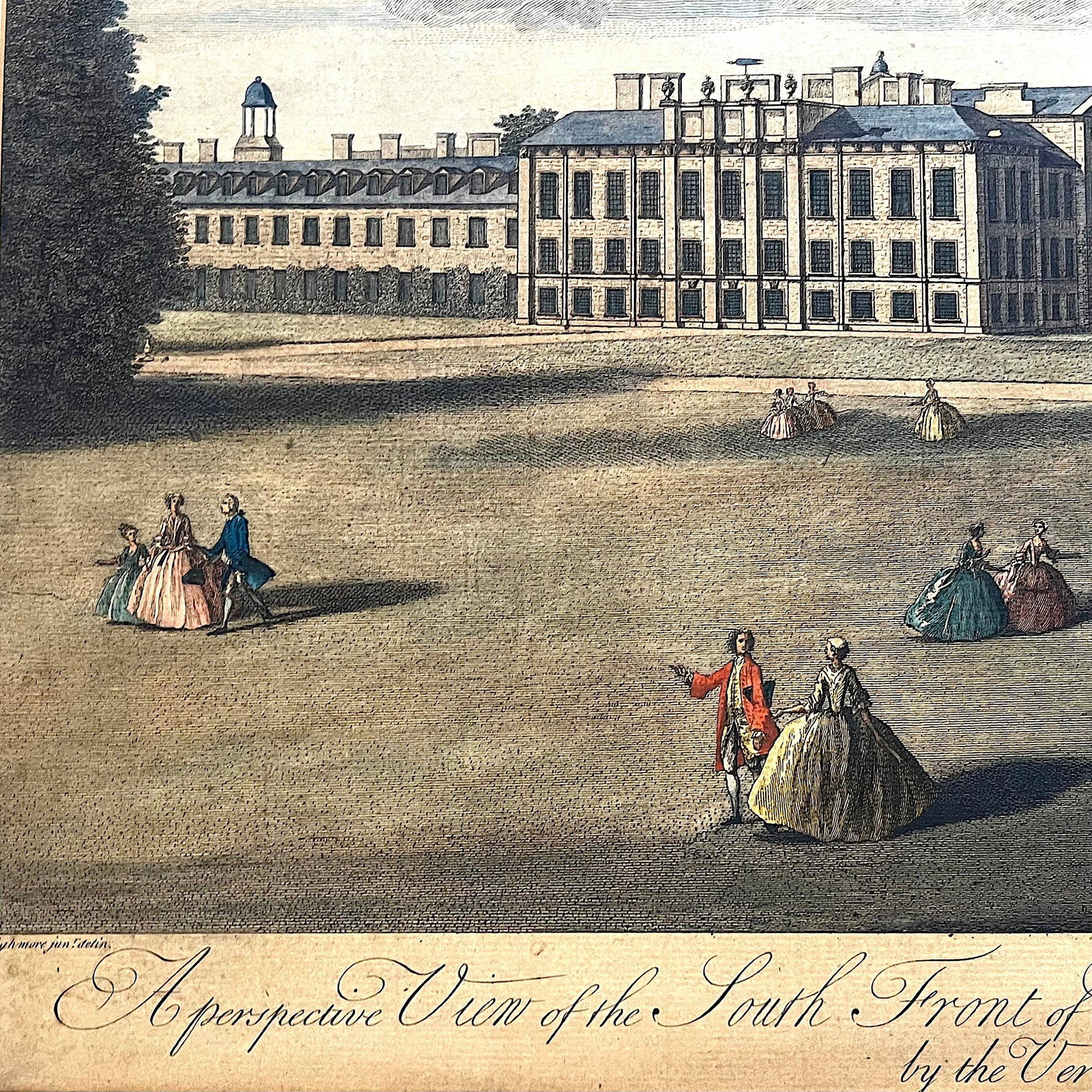 Neoclassical Engraving - Kensington Palace South View by Tinney - Early 19th Century - 7