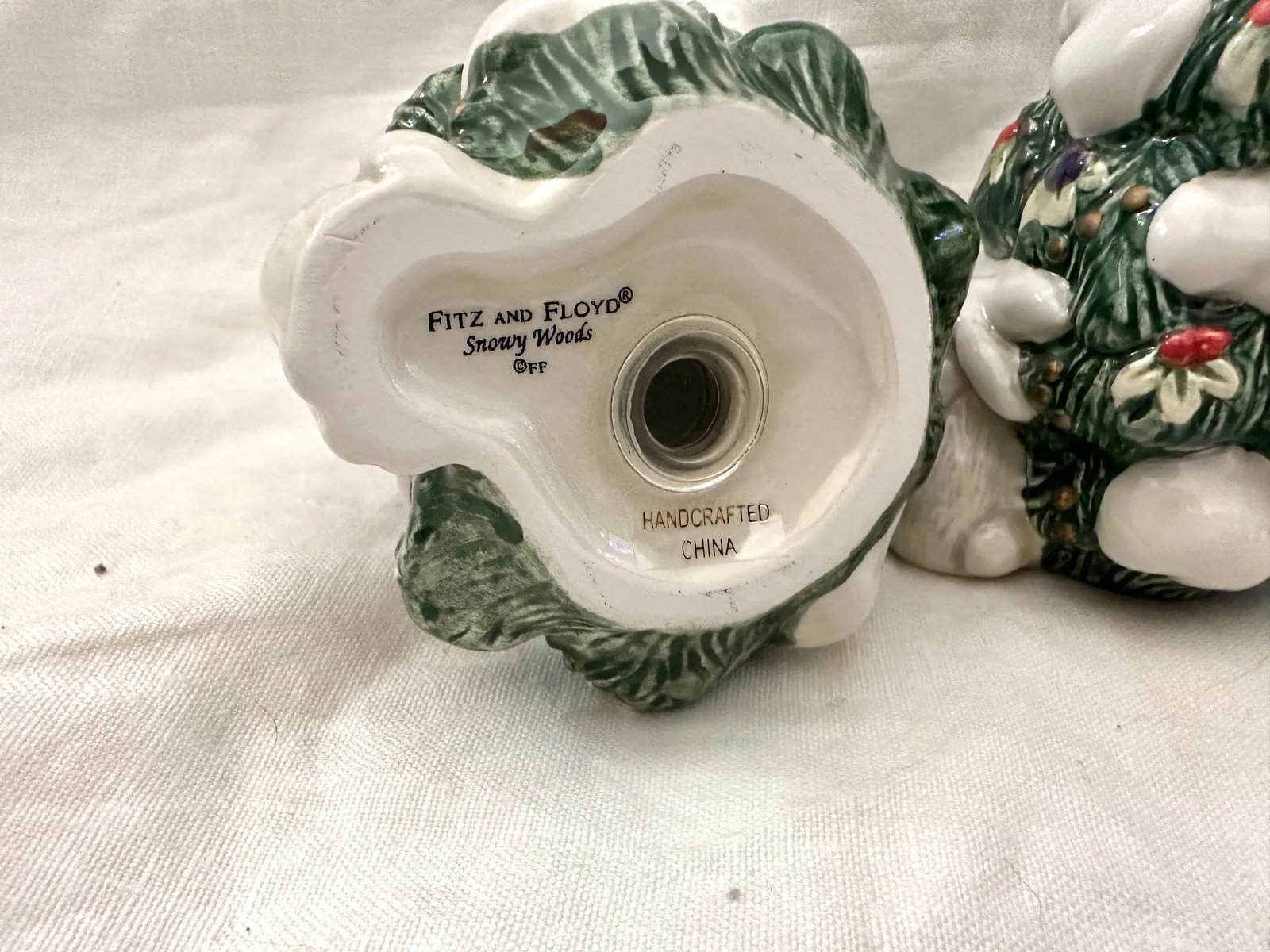 Fitz & Floyd Snowy Woods Christmas Tree Salt & Pepper Shakers - 4