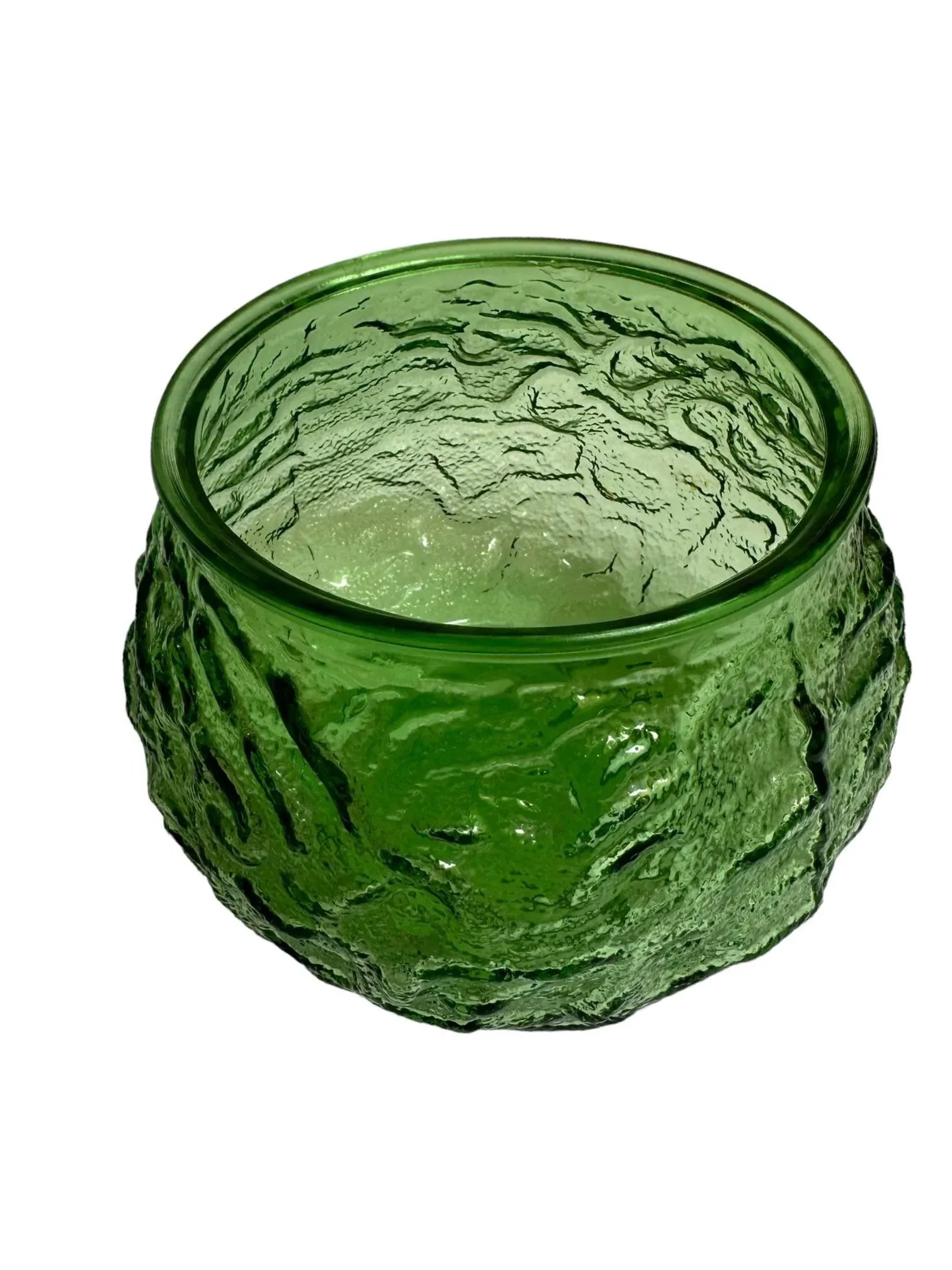 Vintage Green Crinkle Glass Vase - 4
