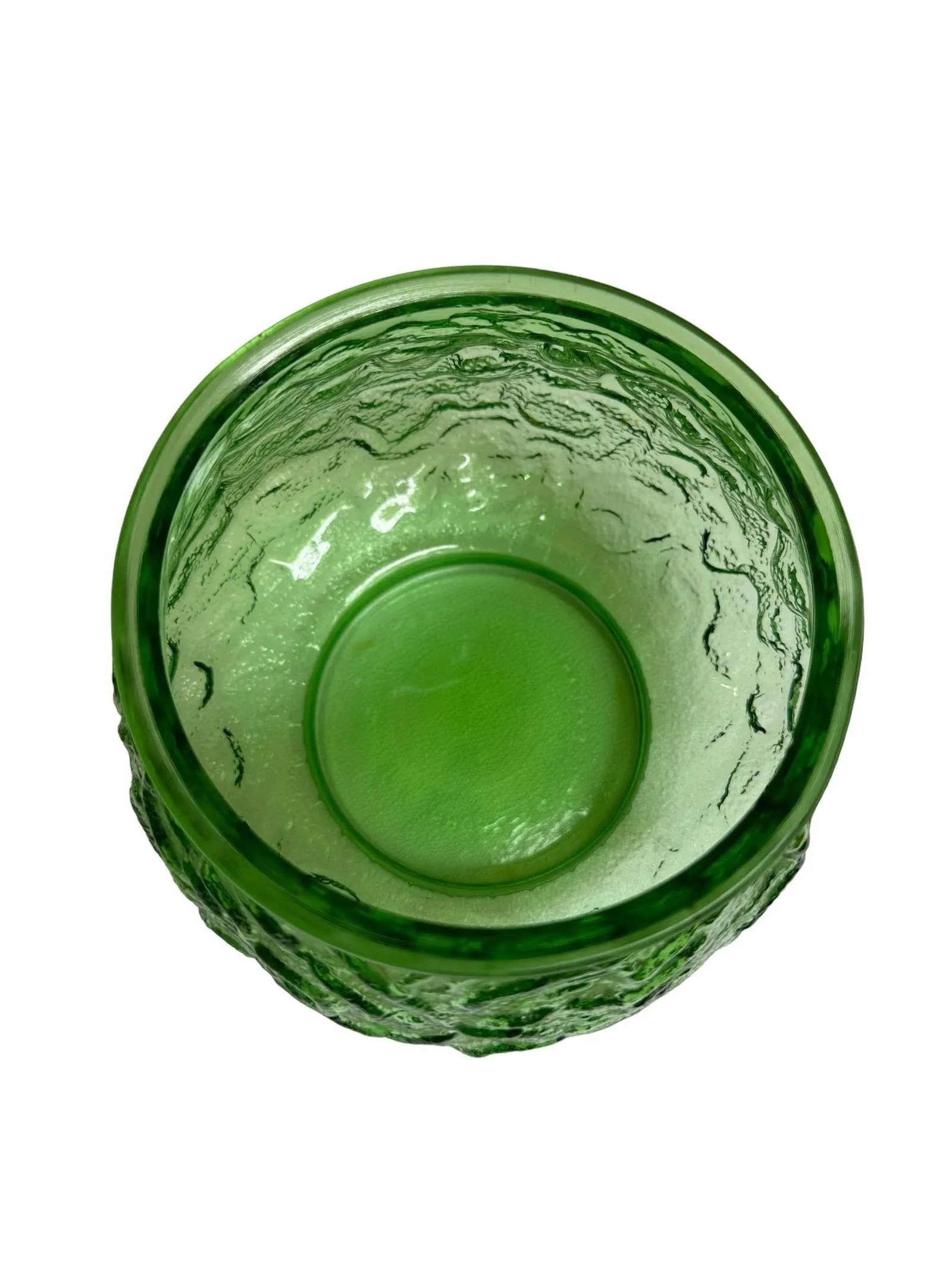 Vintage Green Crinkle Glass Vase - 5