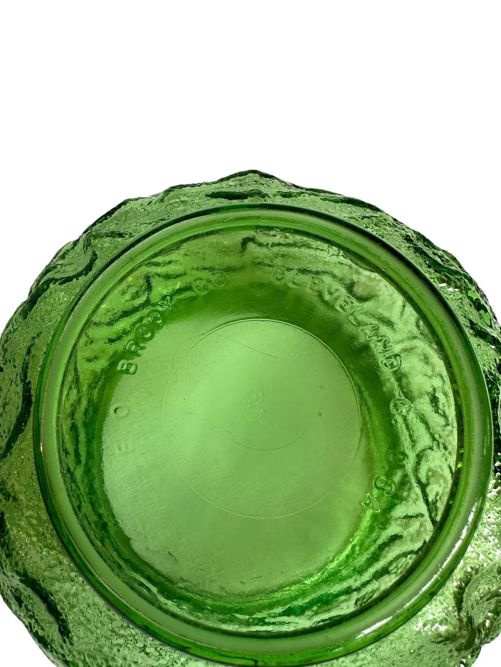 Vintage Green Crinkle Glass Vase - 7