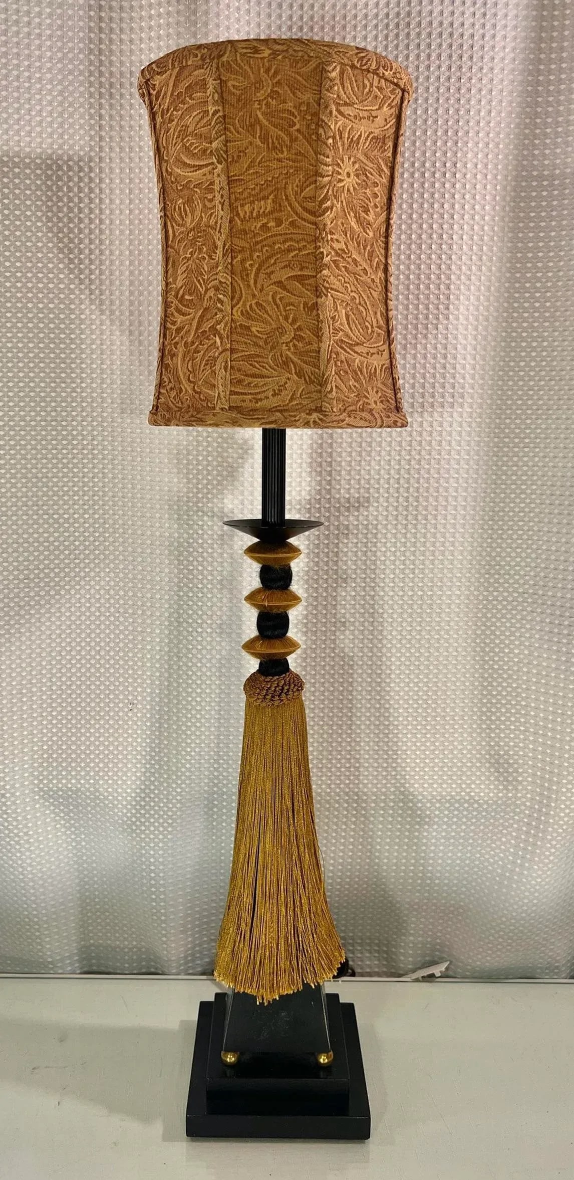 Vintage Tyndale Art Deco Style Tassel Column Table Lamp - 2