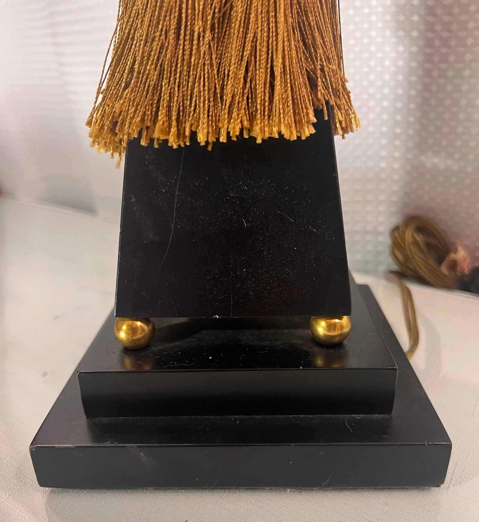 Vintage Tyndale Art Deco Style Tassel Column Table Lamp - 5