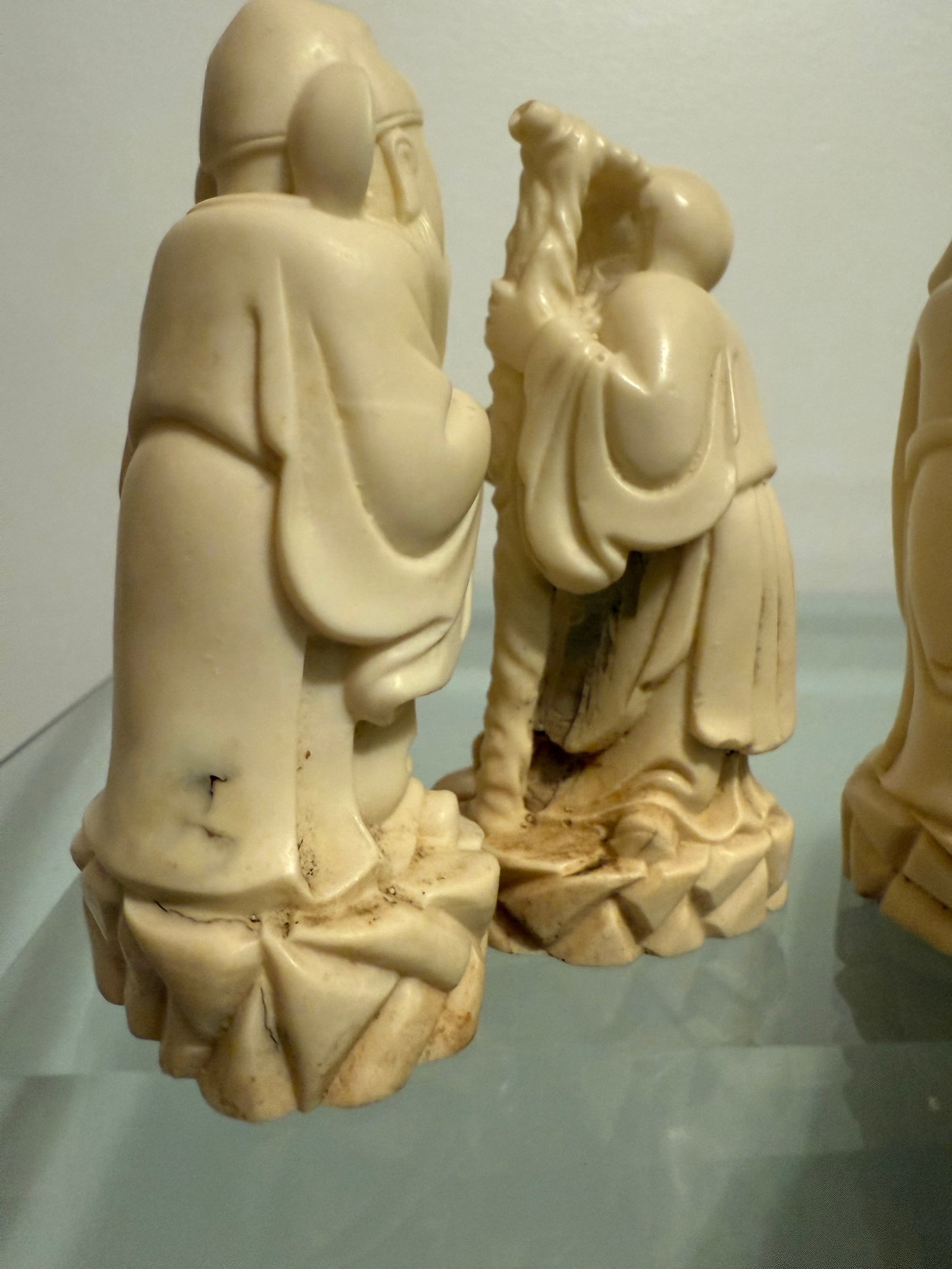 Vintage Carved Resin Chinese Sanxing Deity Figurines, Fuk, Luk, and Sau, Taoist Icons of Blessings, - 11