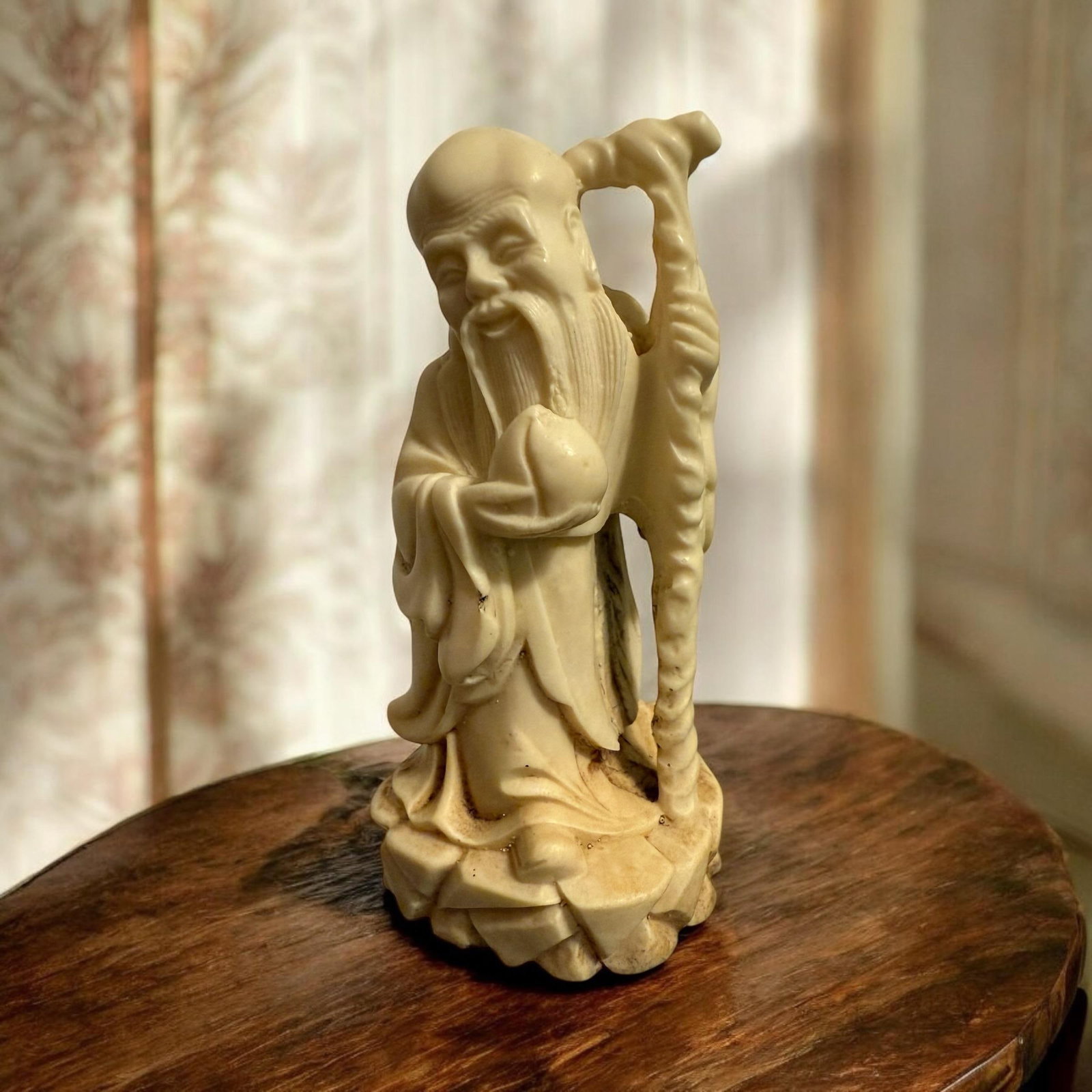 Vintage Carved Resin Chinese Sanxing Deity Figurines, Fuk, Luk, and Sau, Taoist Icons of Blessings, - 5