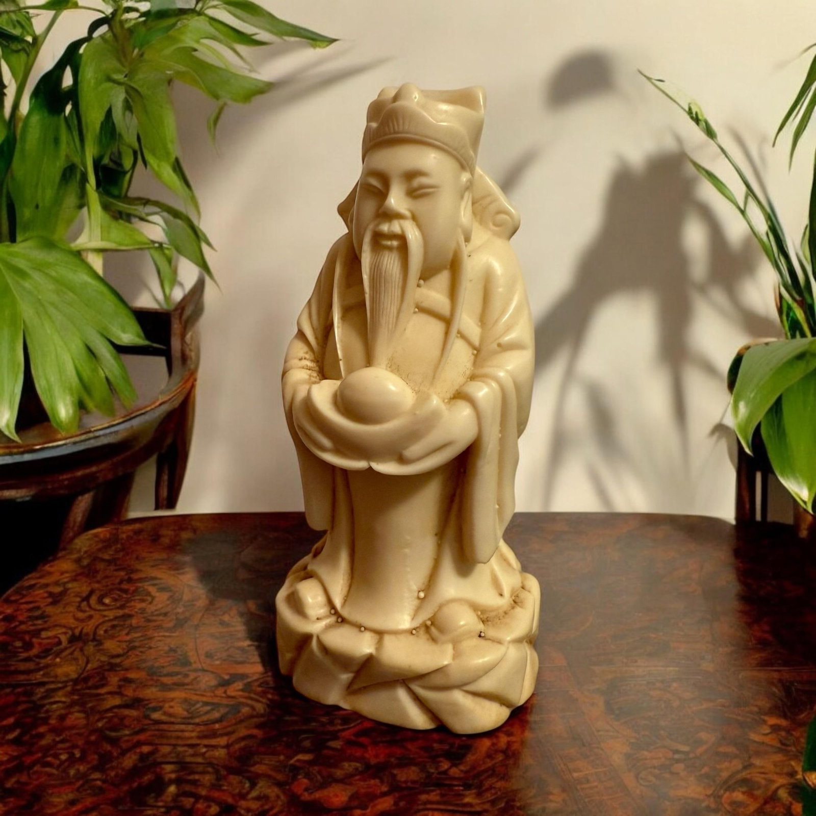 Vintage Carved Resin Chinese Sanxing Deity Figurines, Fuk, Luk, and Sau, Taoist Icons of Blessings, - 9