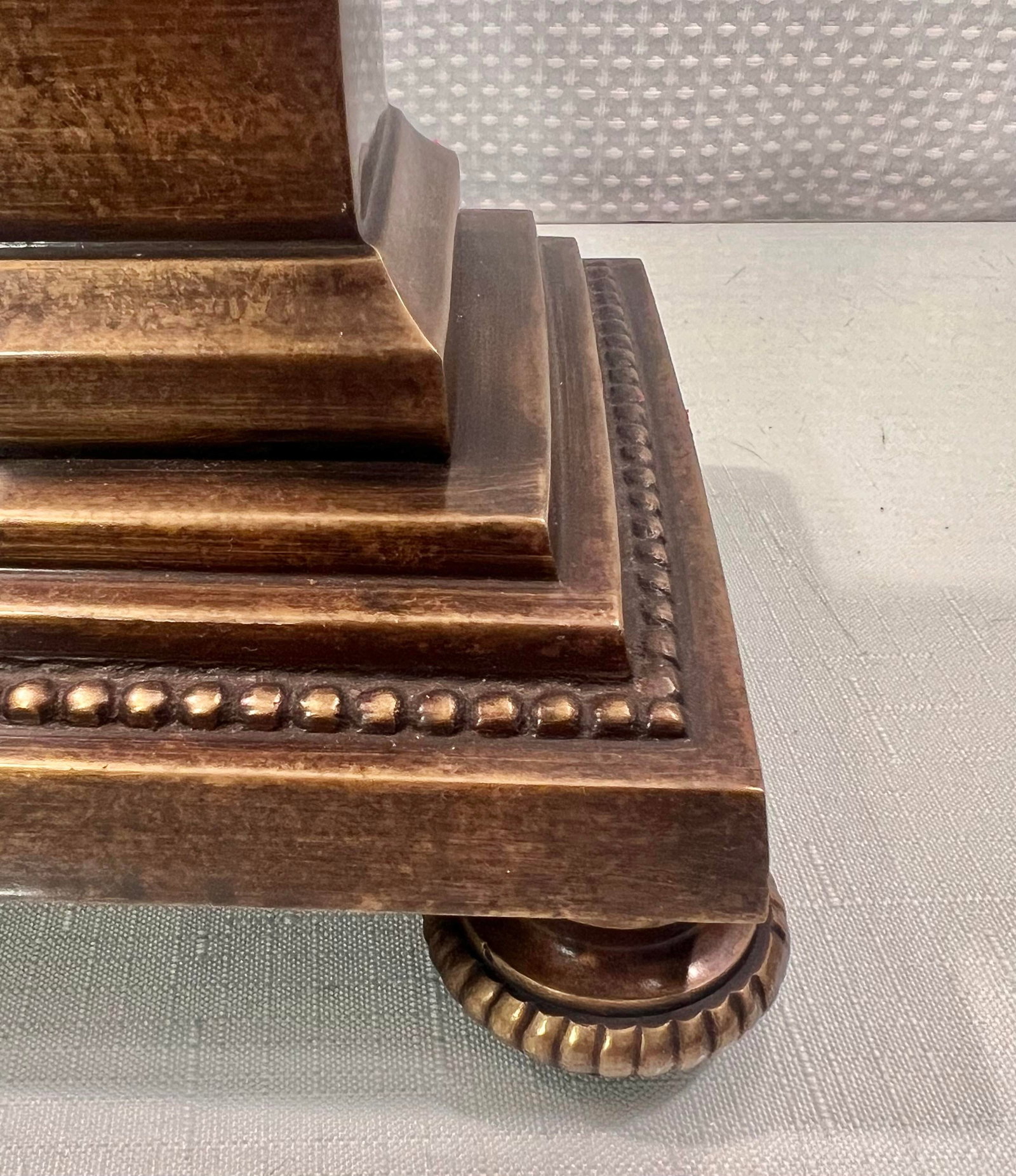 Vintage Large Patinated Brass Palm Tree Column Candlestick Holder - 11