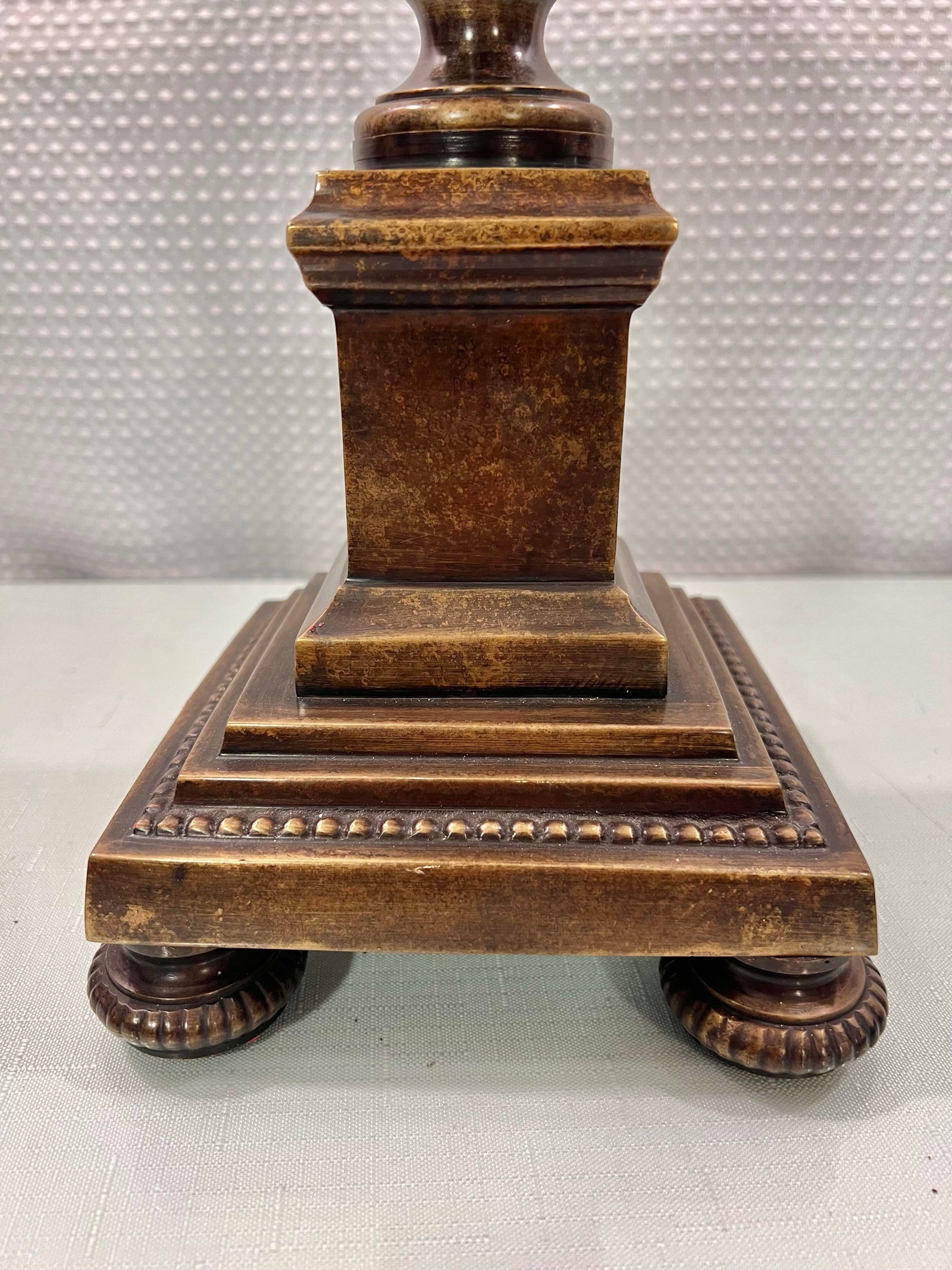 Vintage Large Patinated Brass Palm Tree Column Candlestick Holder - 2