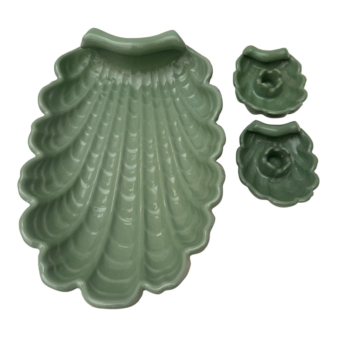 Vintage Abingdon Shell Dish W/Matching Candle Holders-A Set (1 of 8)
