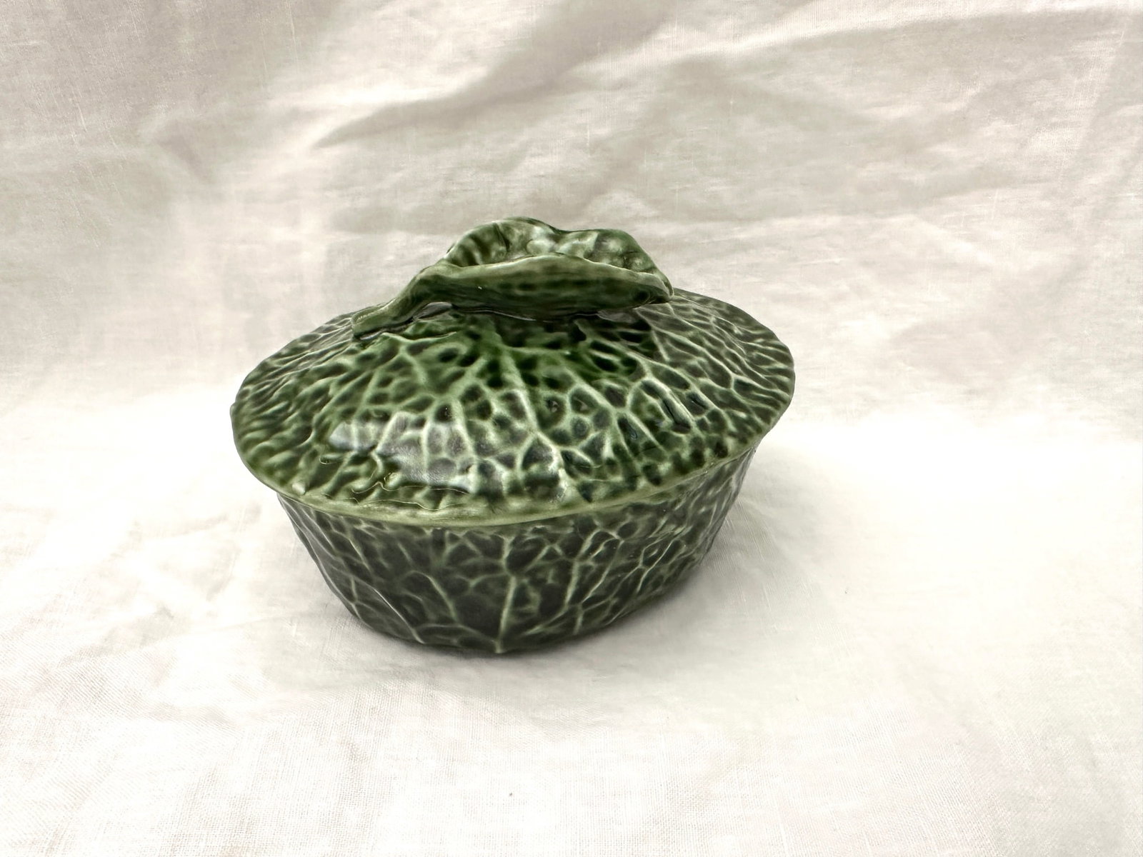 Vintage Olfaire Oval Covered Cabbage Leaf Dish - 3