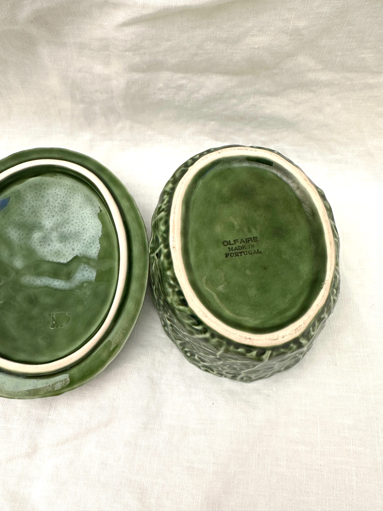 Vintage Olfaire Oval Covered Cabbage Leaf Dish - 7