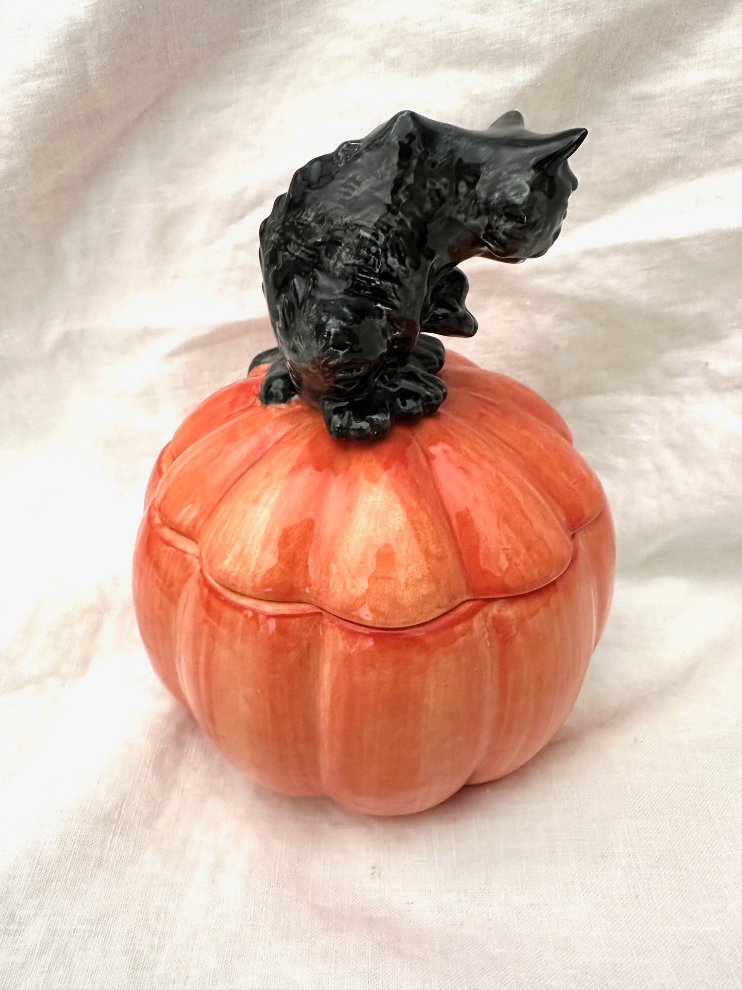 Halloween Fitz and Floyd Jack-O-Lantern Candy Dish - 2