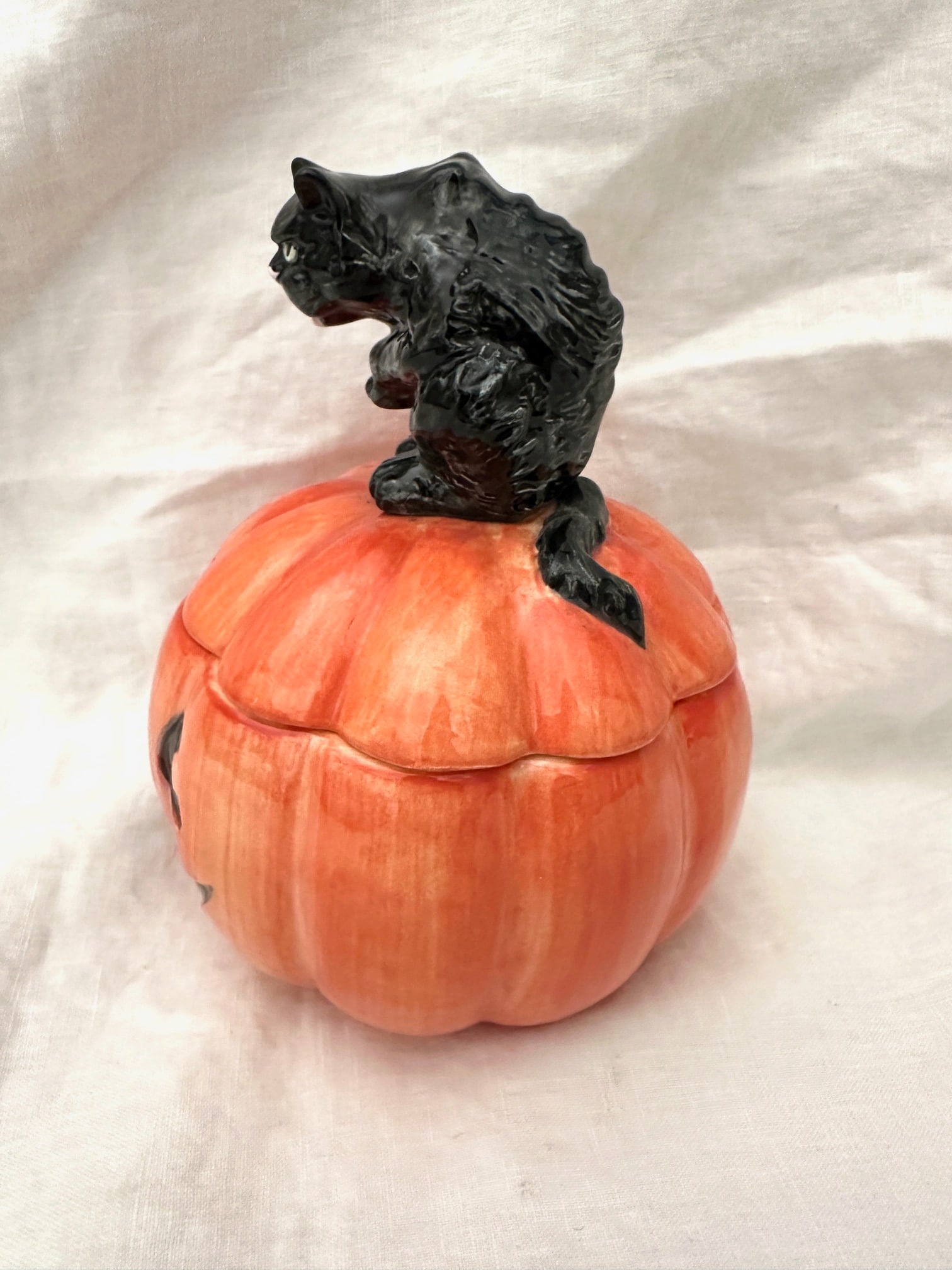 Halloween Fitz and Floyd Jack-O-Lantern Candy Dish - 3