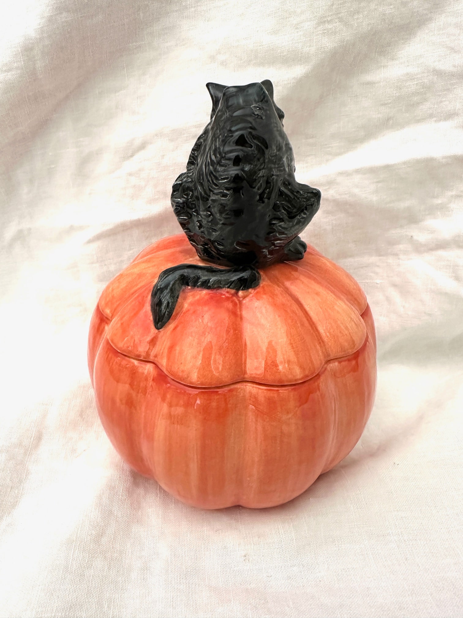 Halloween Fitz and Floyd Jack-O-Lantern Candy Dish - 4