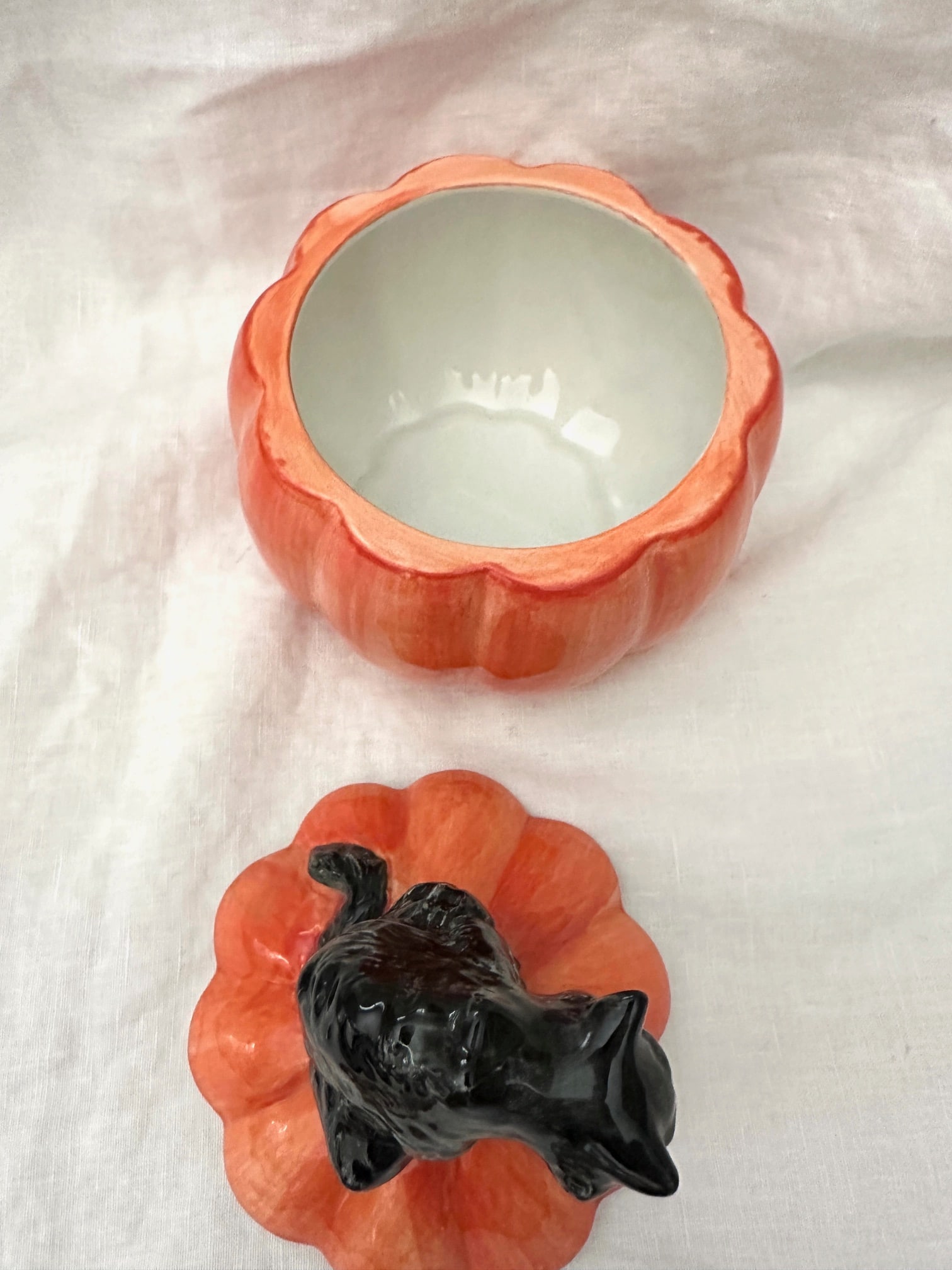 Halloween Fitz and Floyd Jack-O-Lantern Candy Dish - 5