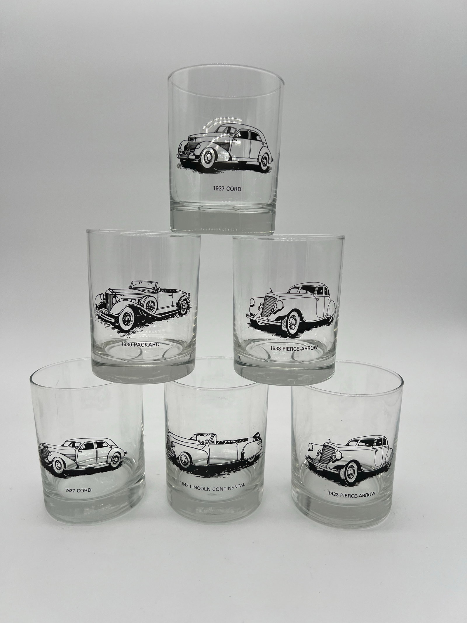 Mid Century Antique Car Glasses Set of 6 - 2
