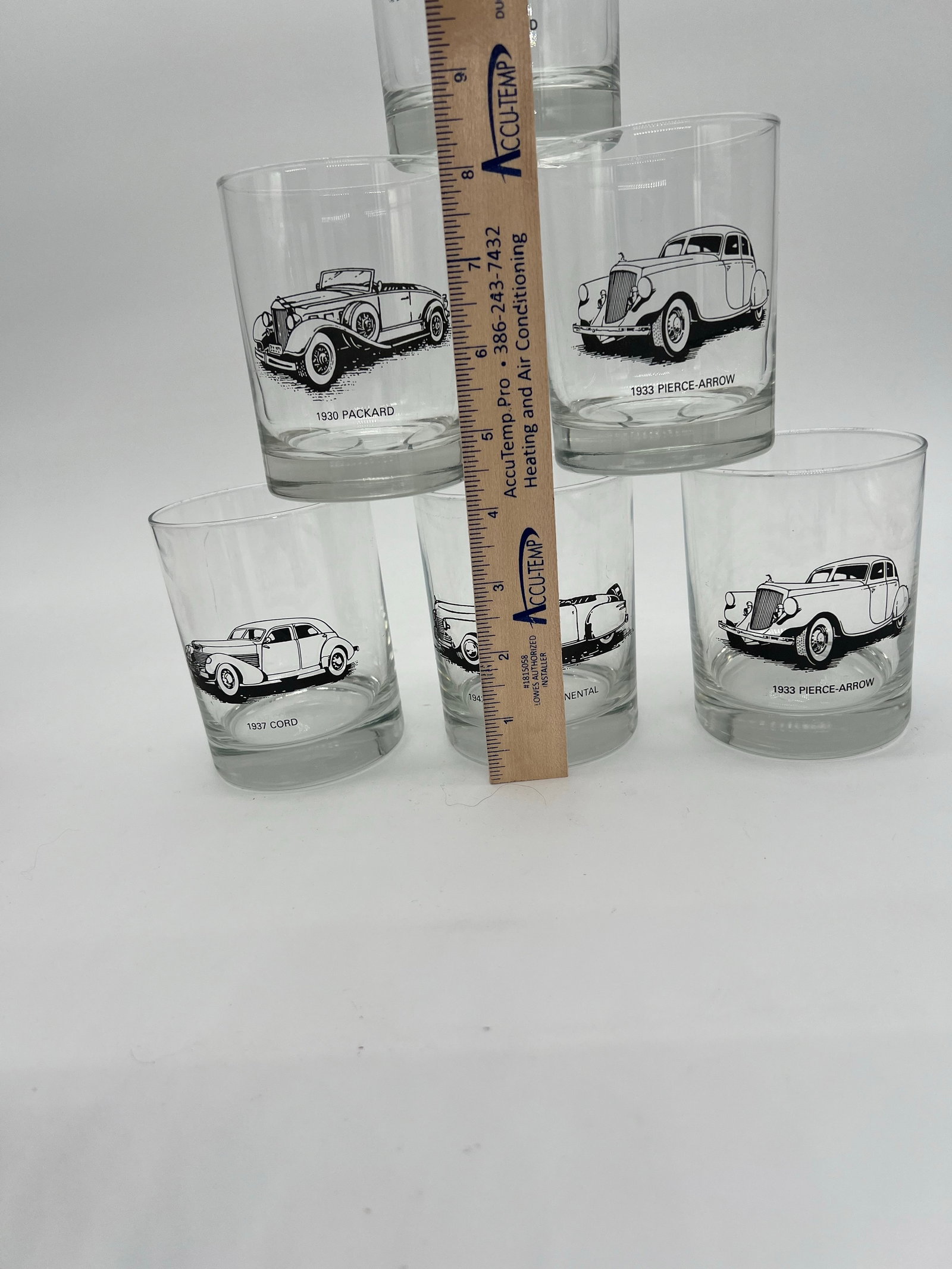 Mid Century Antique Car Glasses Set of 6 - 3