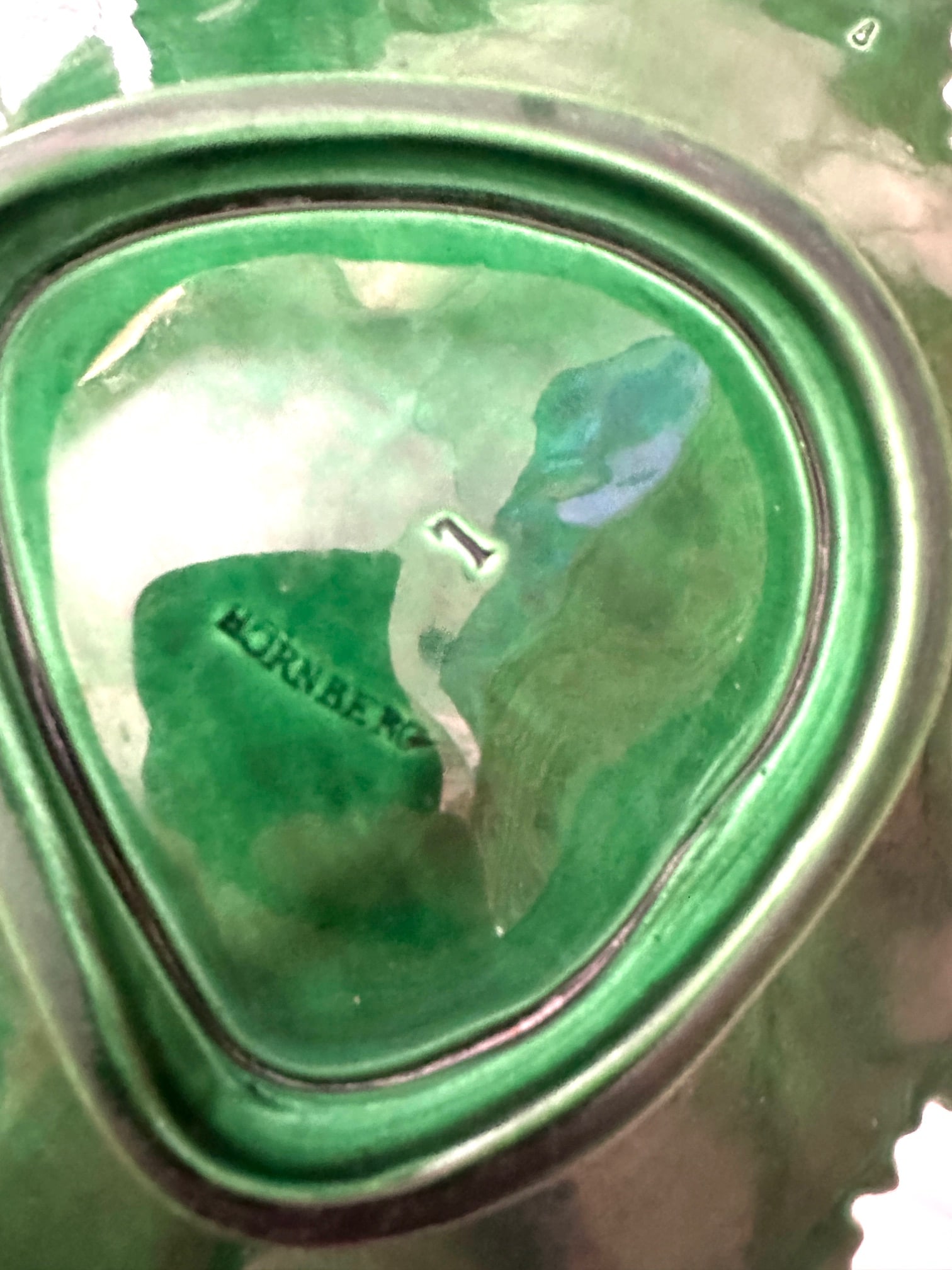 Antique Hornberg Green Majolica Leaf Serving Dish - 5