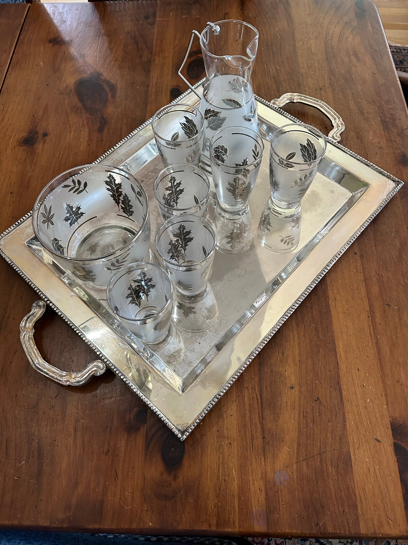 Mid 20th Century Libbey "Silver Leaf" Glassware Set - 8 Pieces - 2