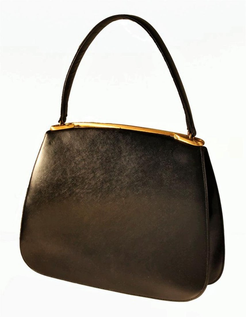 1960's Dorian Textured Black Leather Kelly Bag - 3