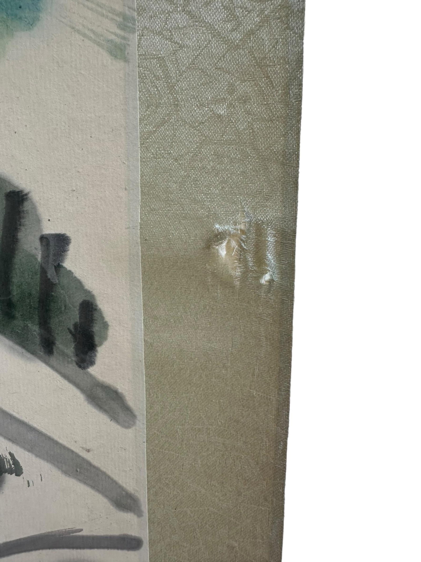 Vintage 1987 Large Chinese Ink Painting Hanging Scroll - 12