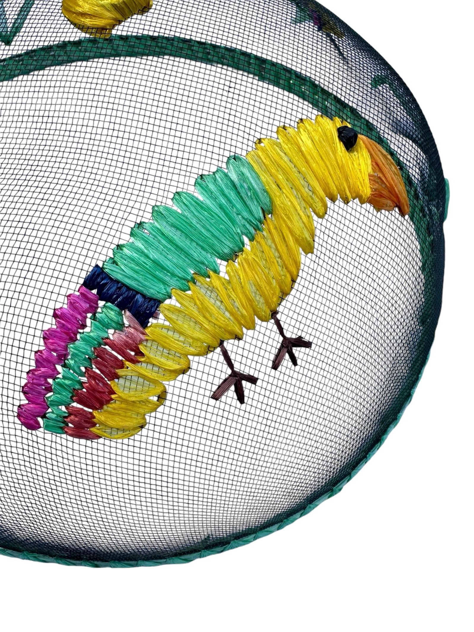 Vintage Mesh & Raffia Picnic Platter Cover Cloche - 2