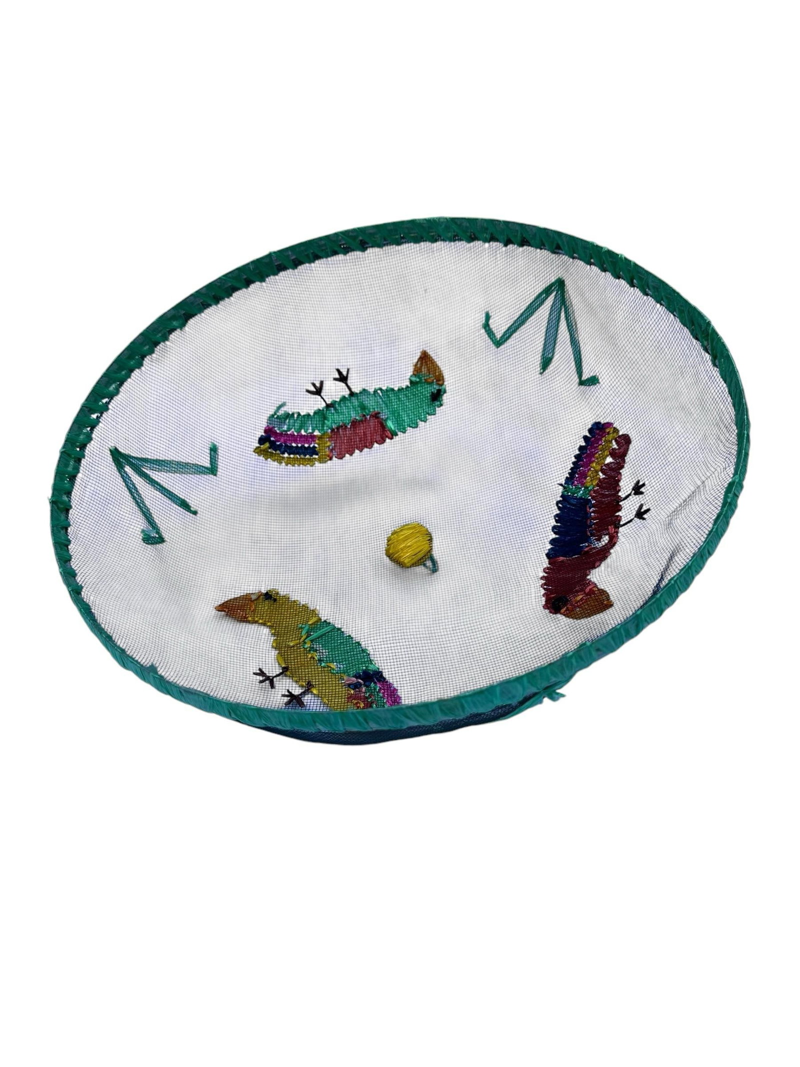 Vintage Mesh & Raffia Picnic Platter Cover Cloche - 7