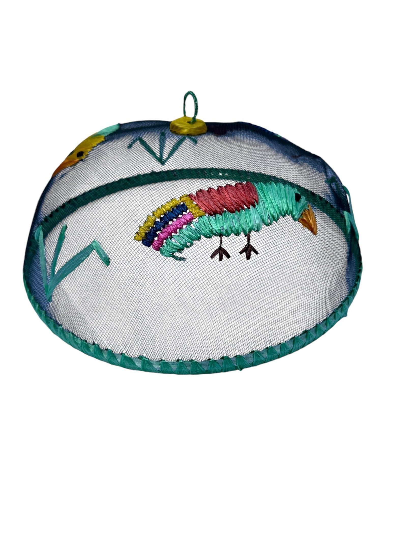 Vintage Mesh & Raffia Picnic Platter Cover Cloche - 8