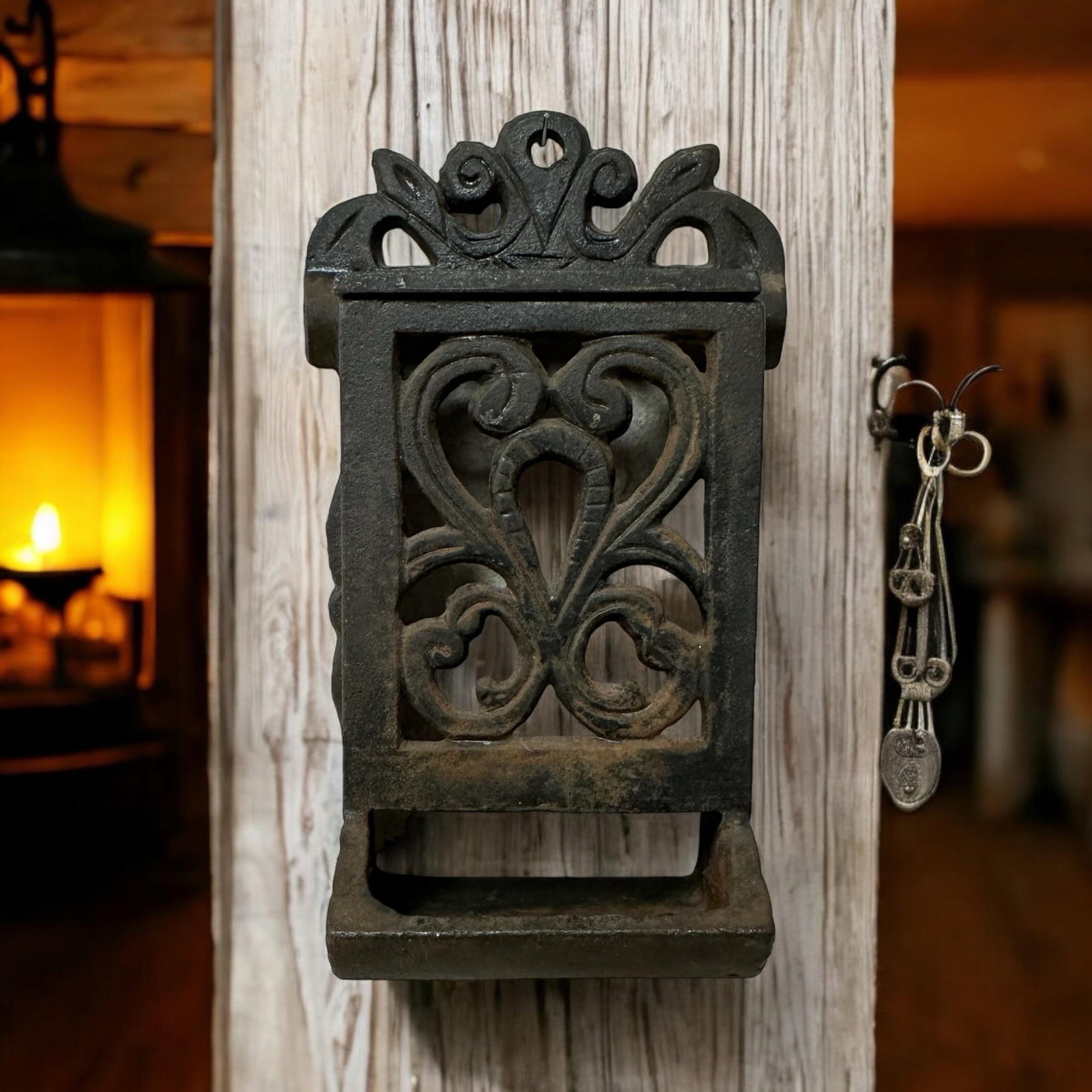 Vintage Cast Iron Matchbox Holder Wall Mount - 2