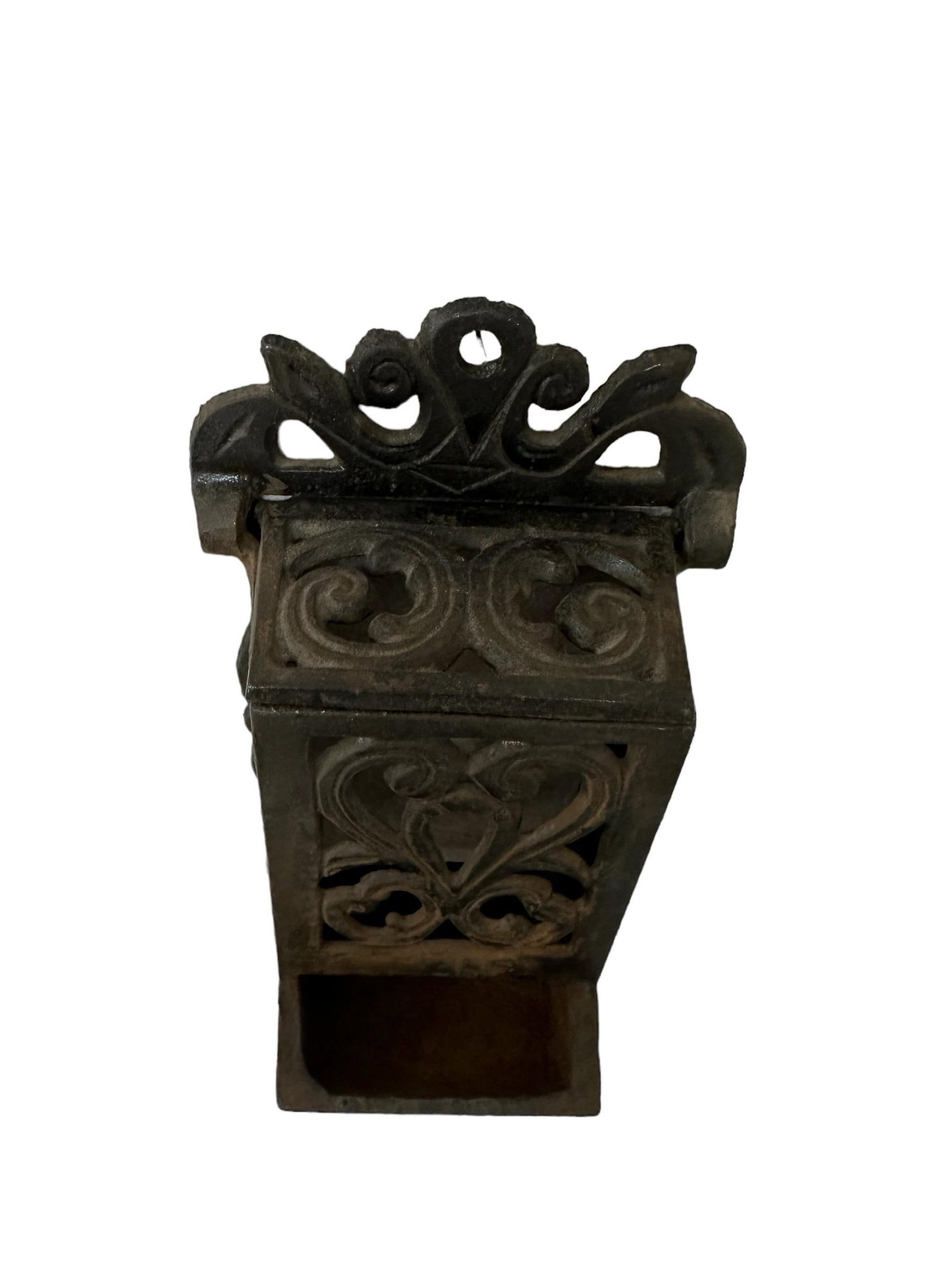 Vintage Cast Iron Matchbox Holder Wall Mount - 3