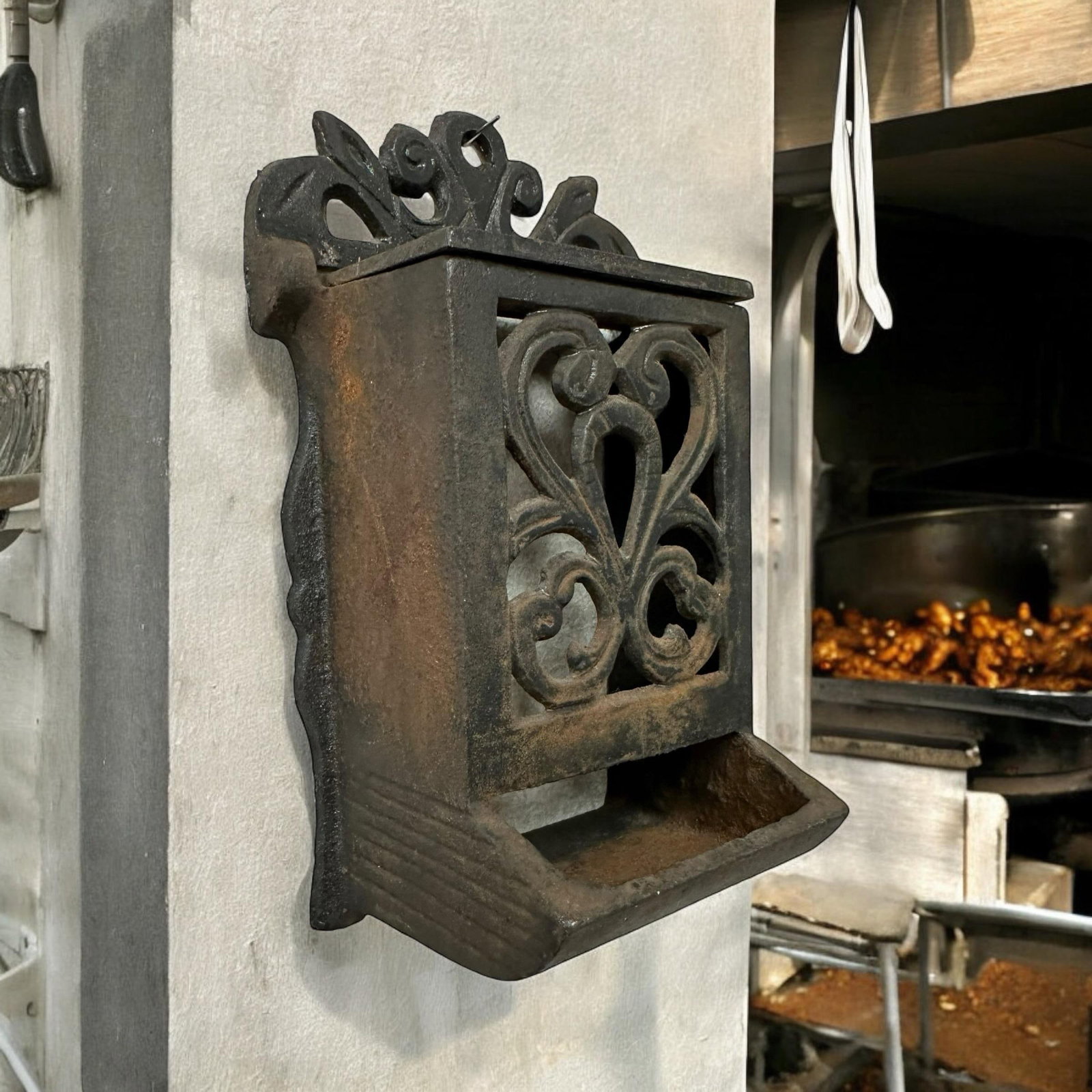 Vintage Cast Iron Matchbox Holder Wall Mount - 4