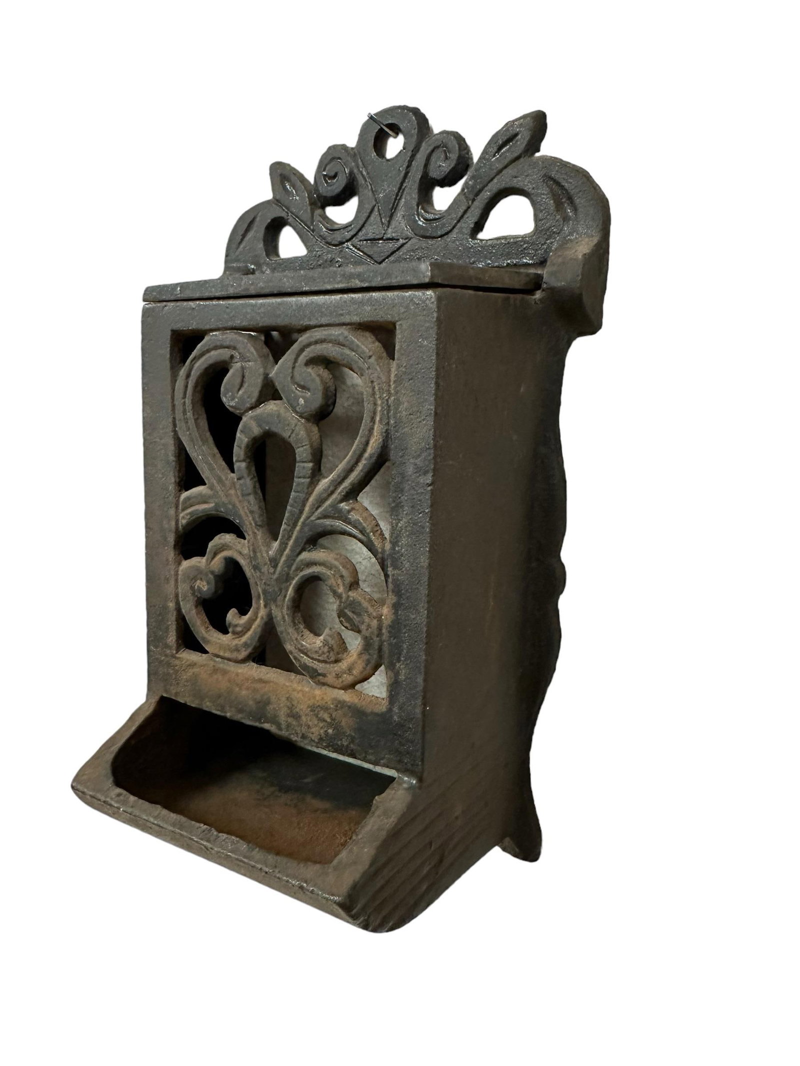 Vintage Cast Iron Matchbox Holder Wall Mount - 5