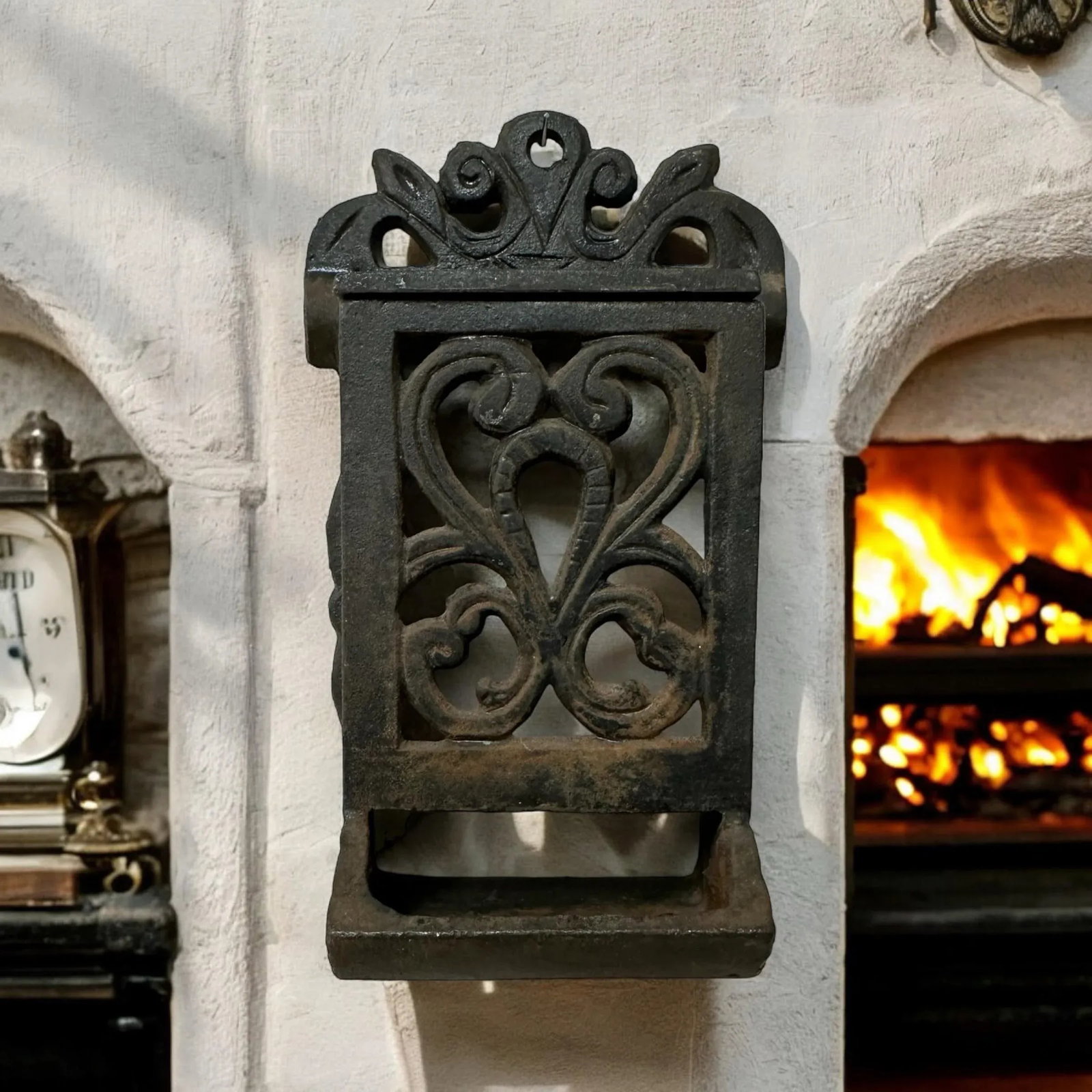 Vintage Cast Iron Matchbox Holder Wall Mount - 7