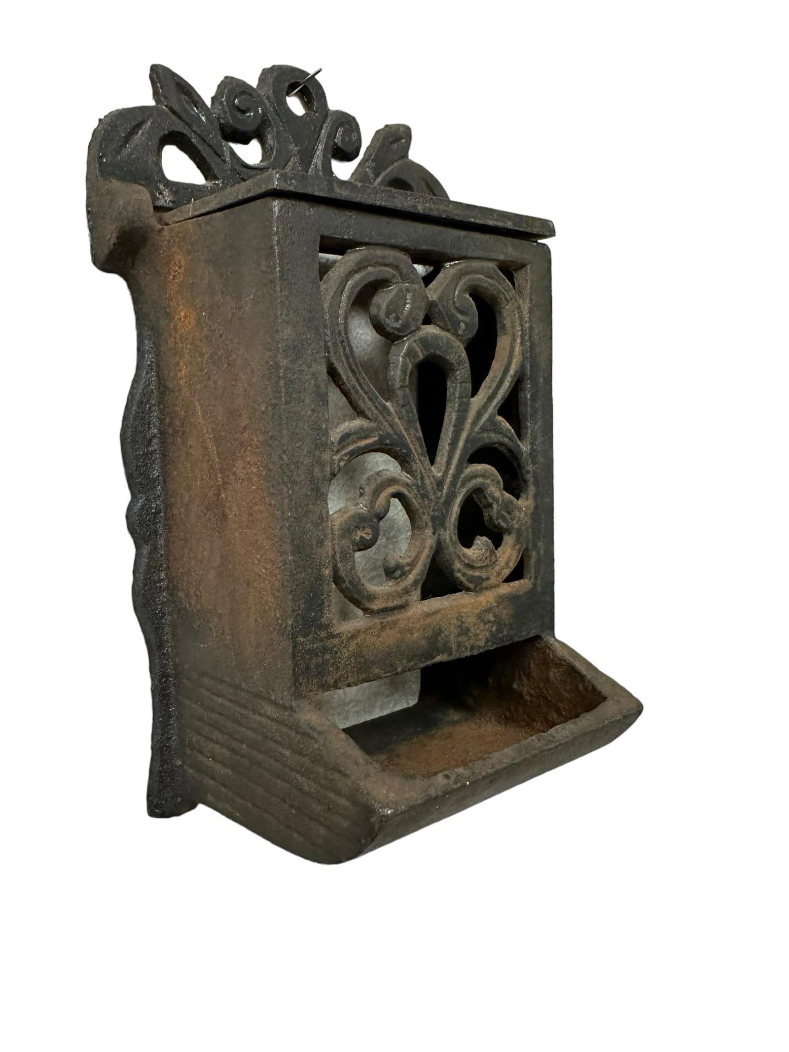 Vintage Cast Iron Matchbox Holder Wall Mount - 8