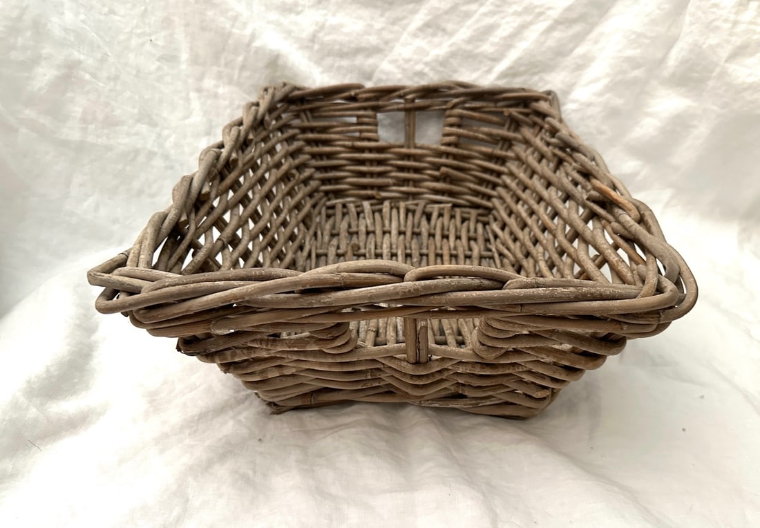 Woven Thick Woven Rattan Greige Tray Basket - 2