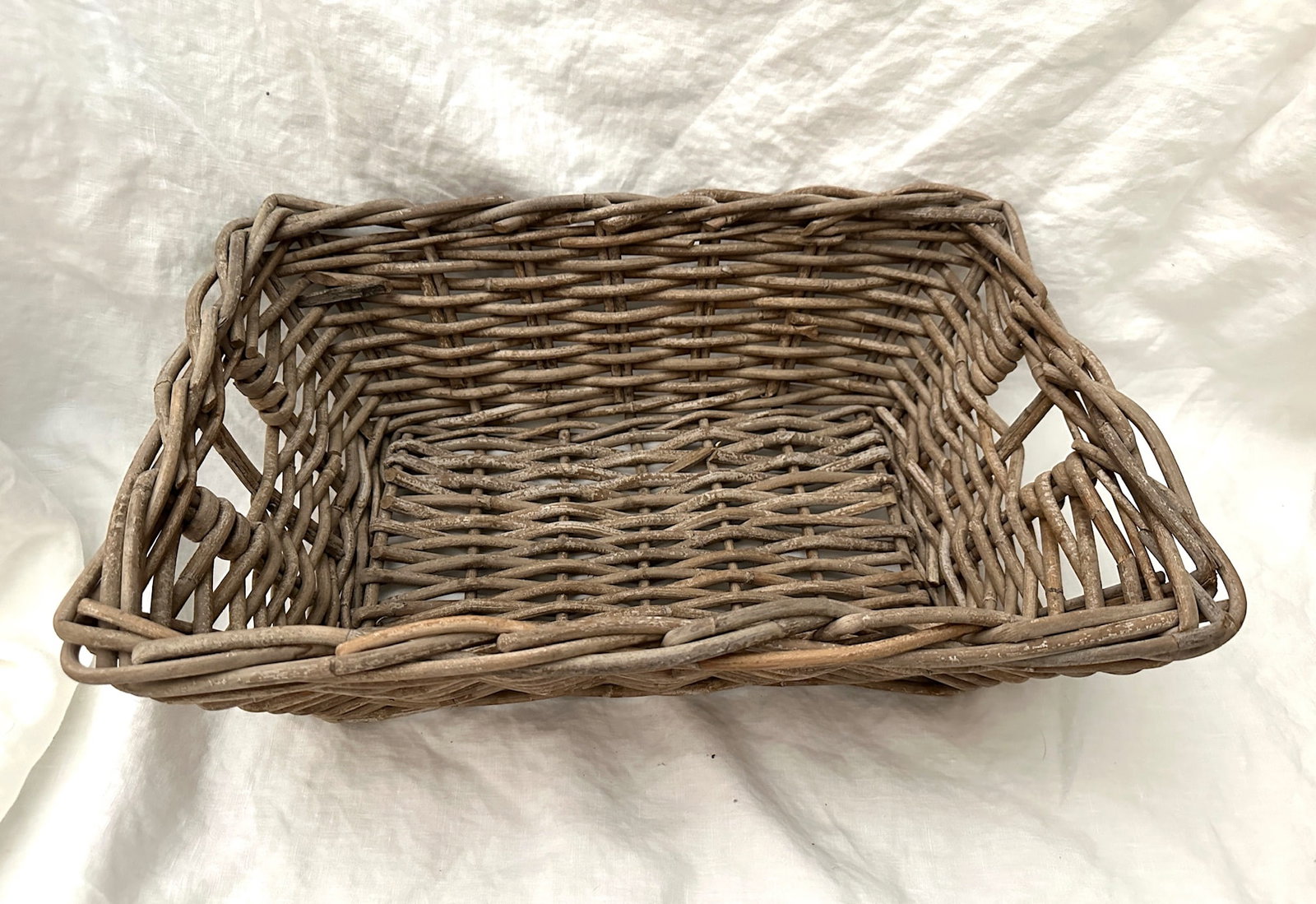 Woven Thick Woven Rattan Greige Tray Basket - 3