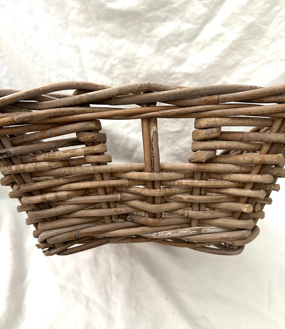Woven Thick Woven Rattan Greige Tray Basket - 4