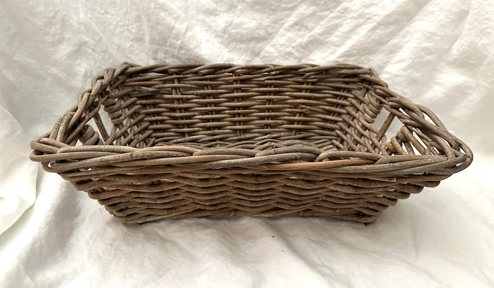Woven Thick Woven Rattan Greige Tray Basket - 6
