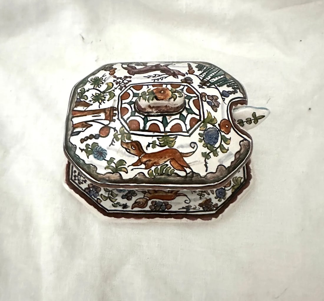 Vintage Estrela De Conimbriga Hand Painted Mini Tureen W/Spoon-3piece - 5