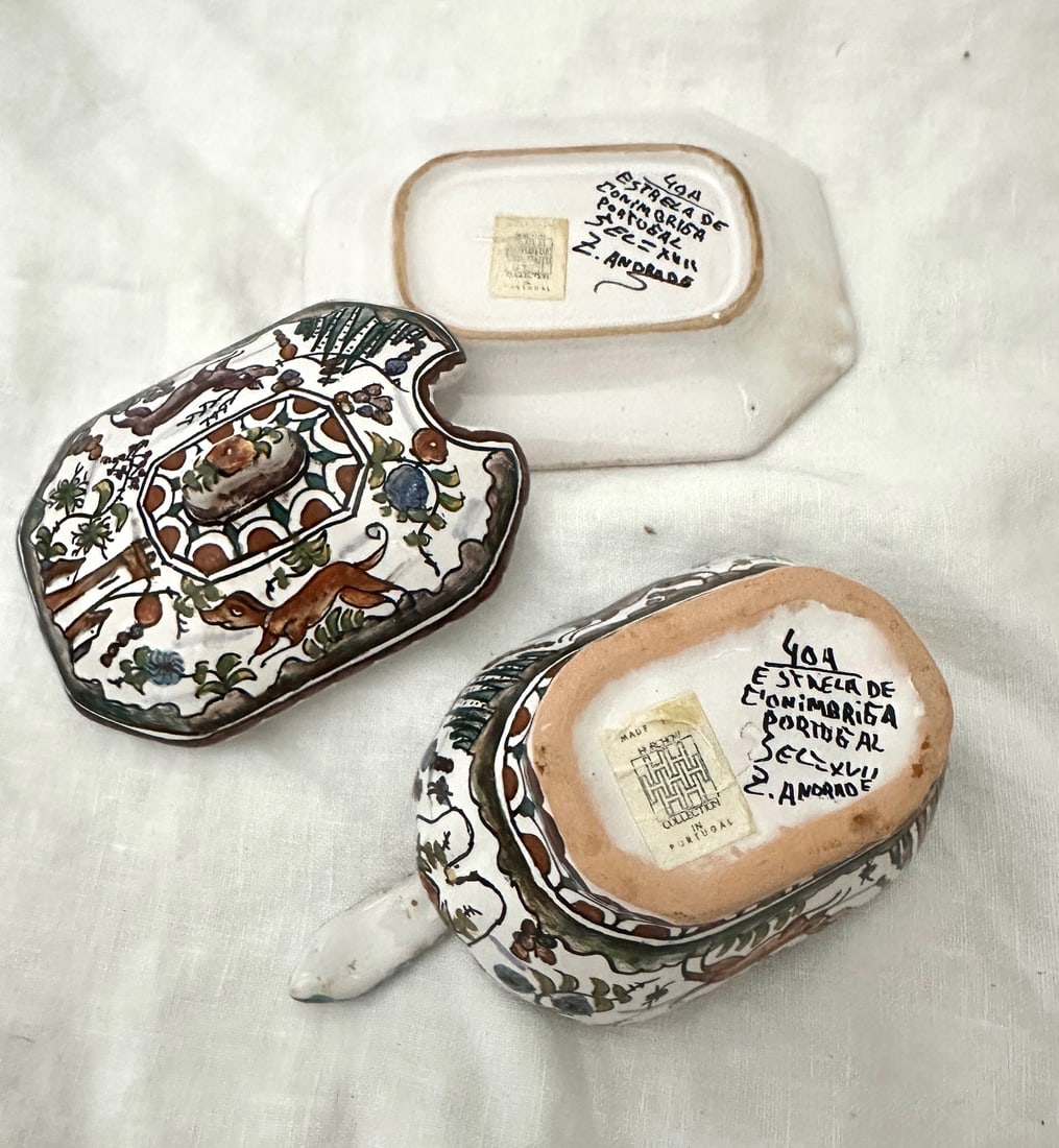 Vintage Estrela De Conimbriga Hand Painted Mini Tureen W/Spoon-3piece - 6