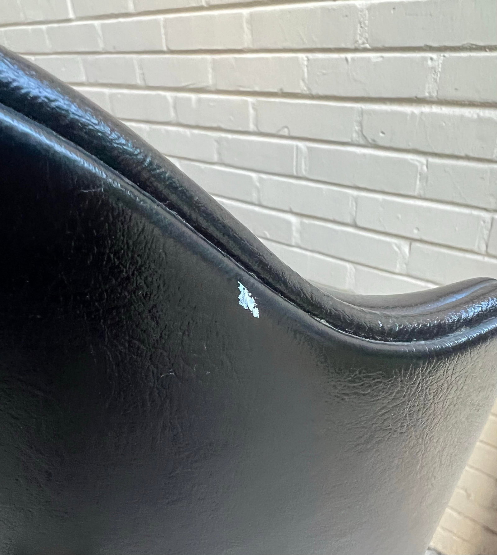 Chic Vintage Hollywood Regency Black Leather Side Chair With Brass Handle - 8