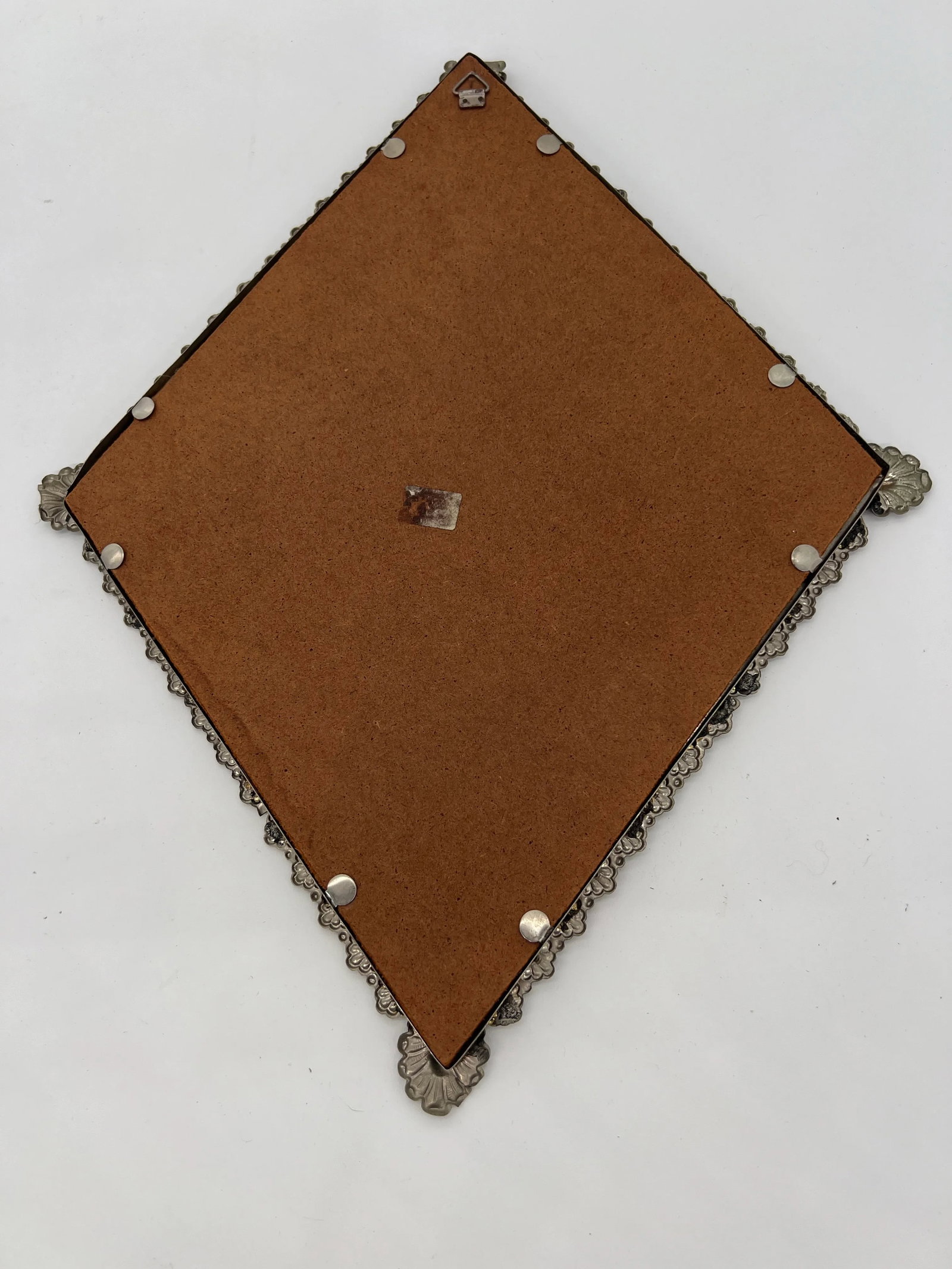 Vintage Silver & Glass Portuguese Our Lady of Fatima Bless This House Sign - 5